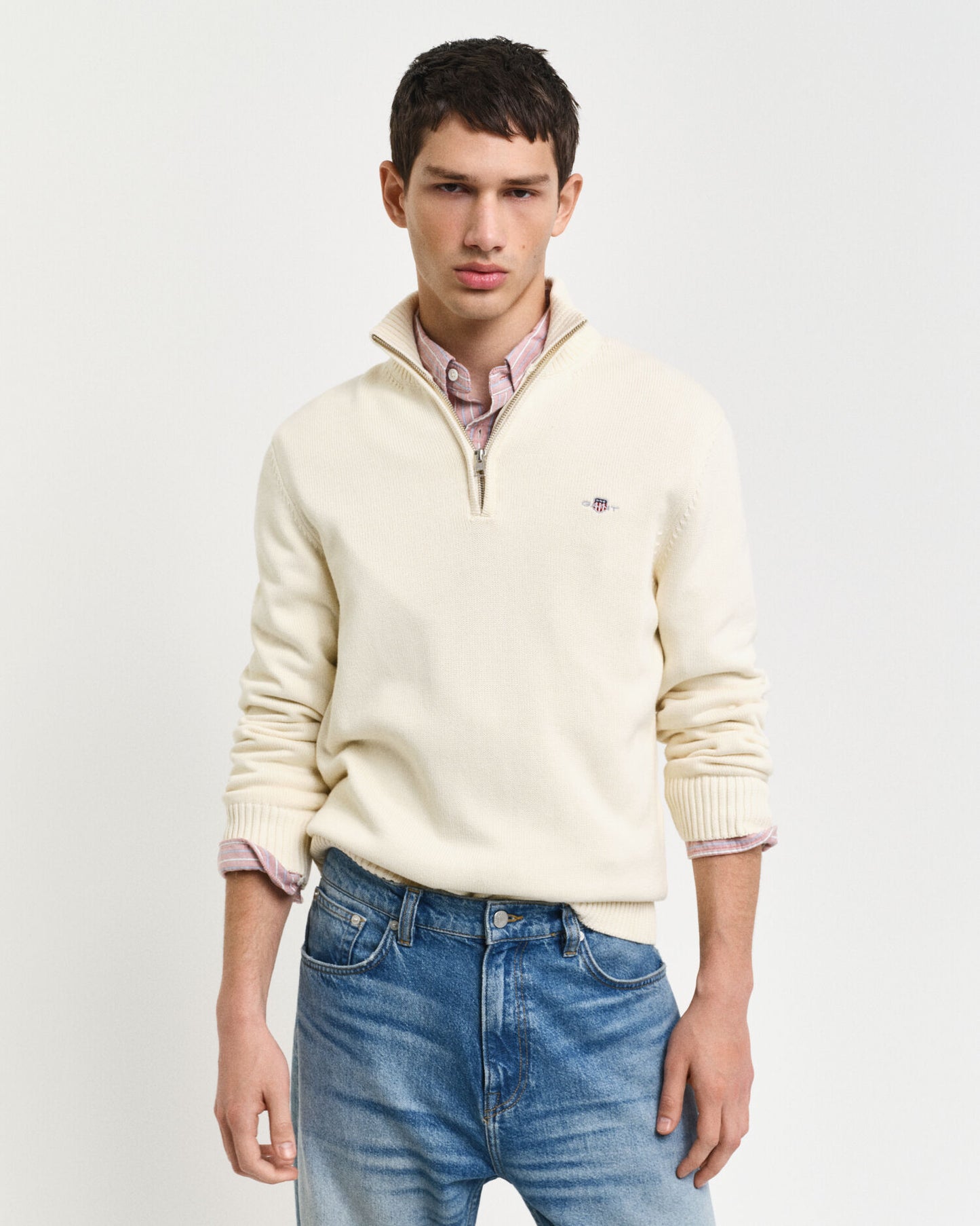 Legerer Baumwoll-Half-Zip-Pullover