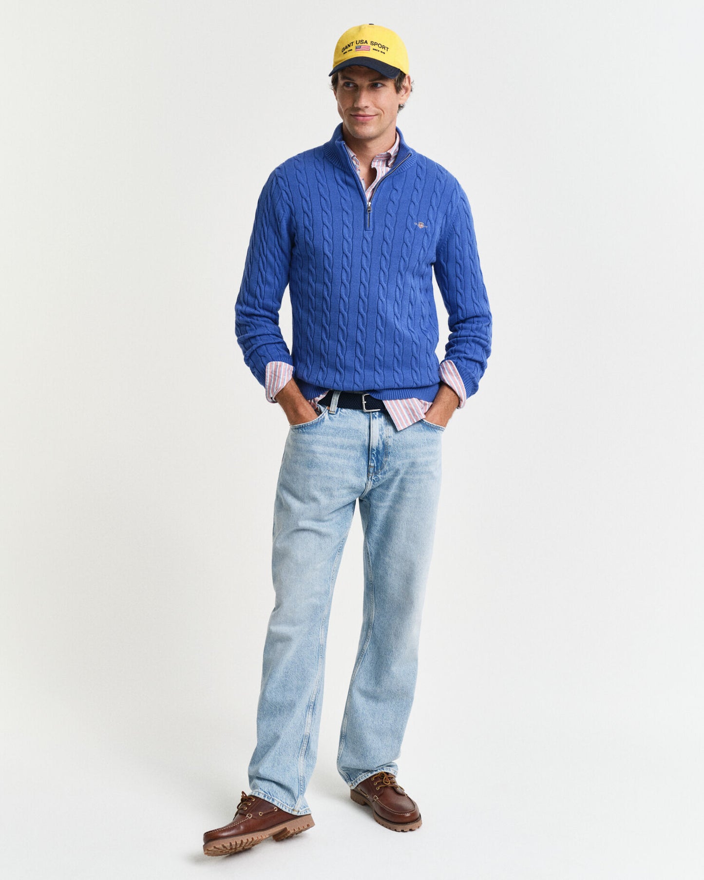 Cotton Cable Knit Half-Zip Sweater