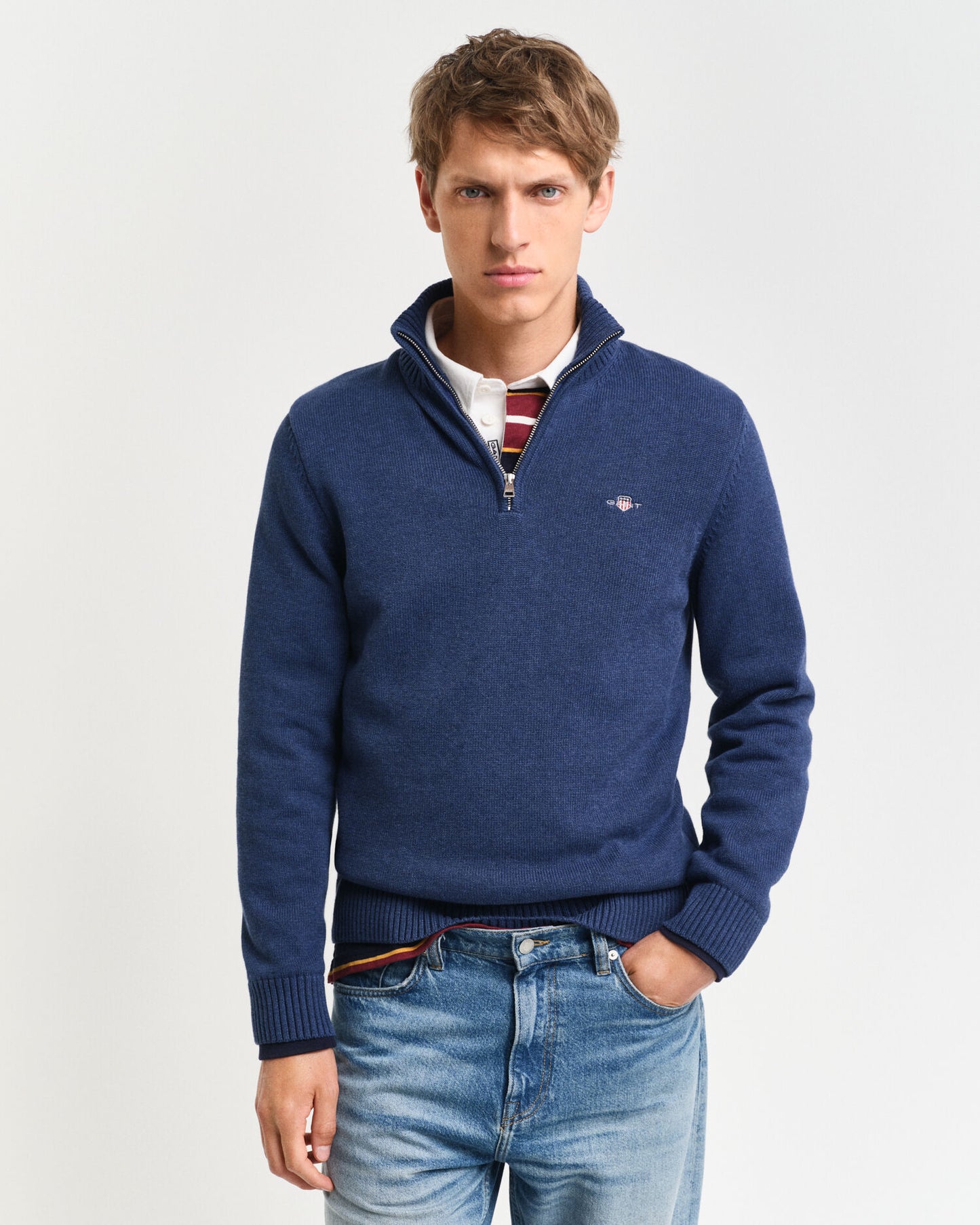 Legerer Baumwoll-Half-Zip-Pullover