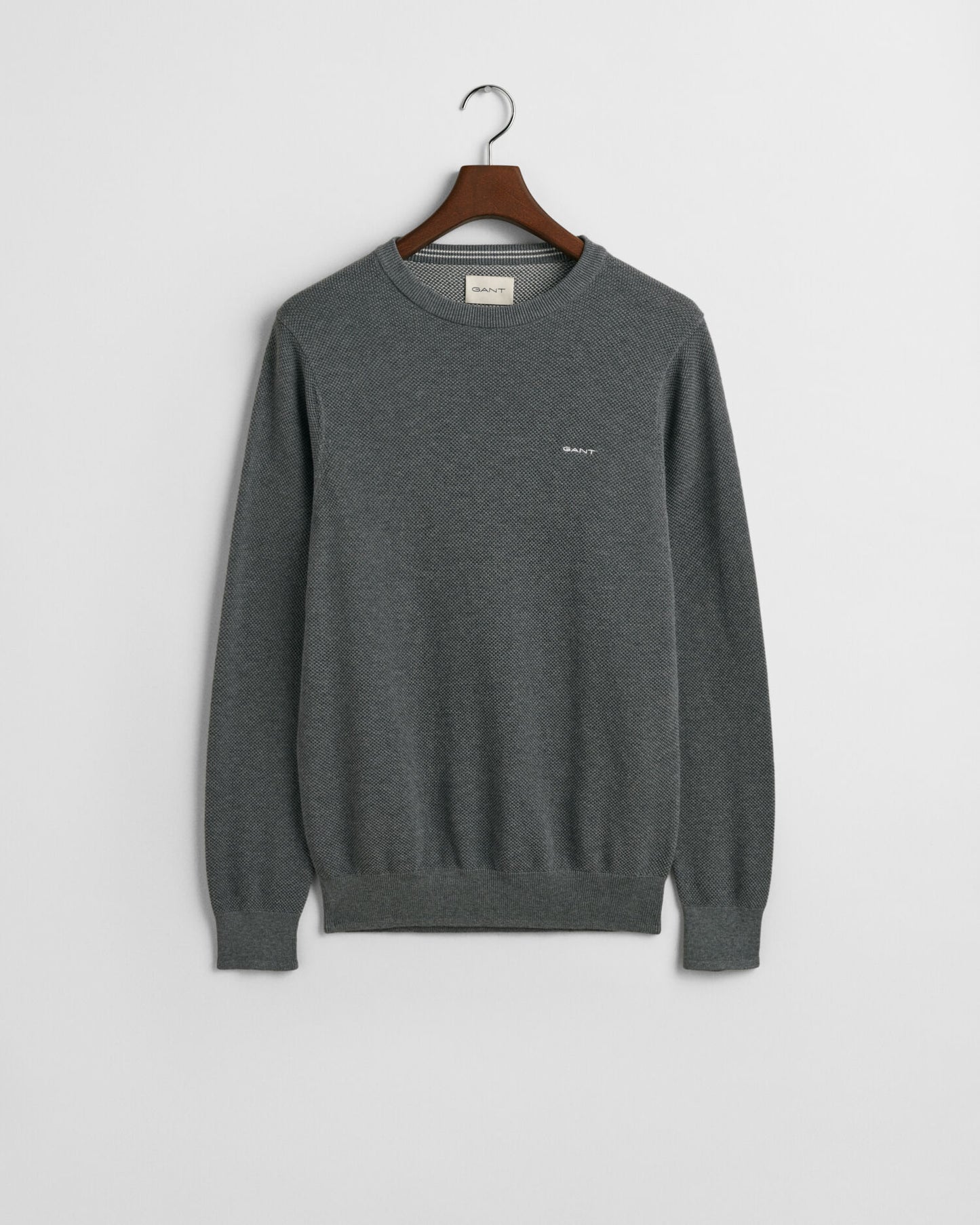 Cotton Pique Crew Neck Sweater