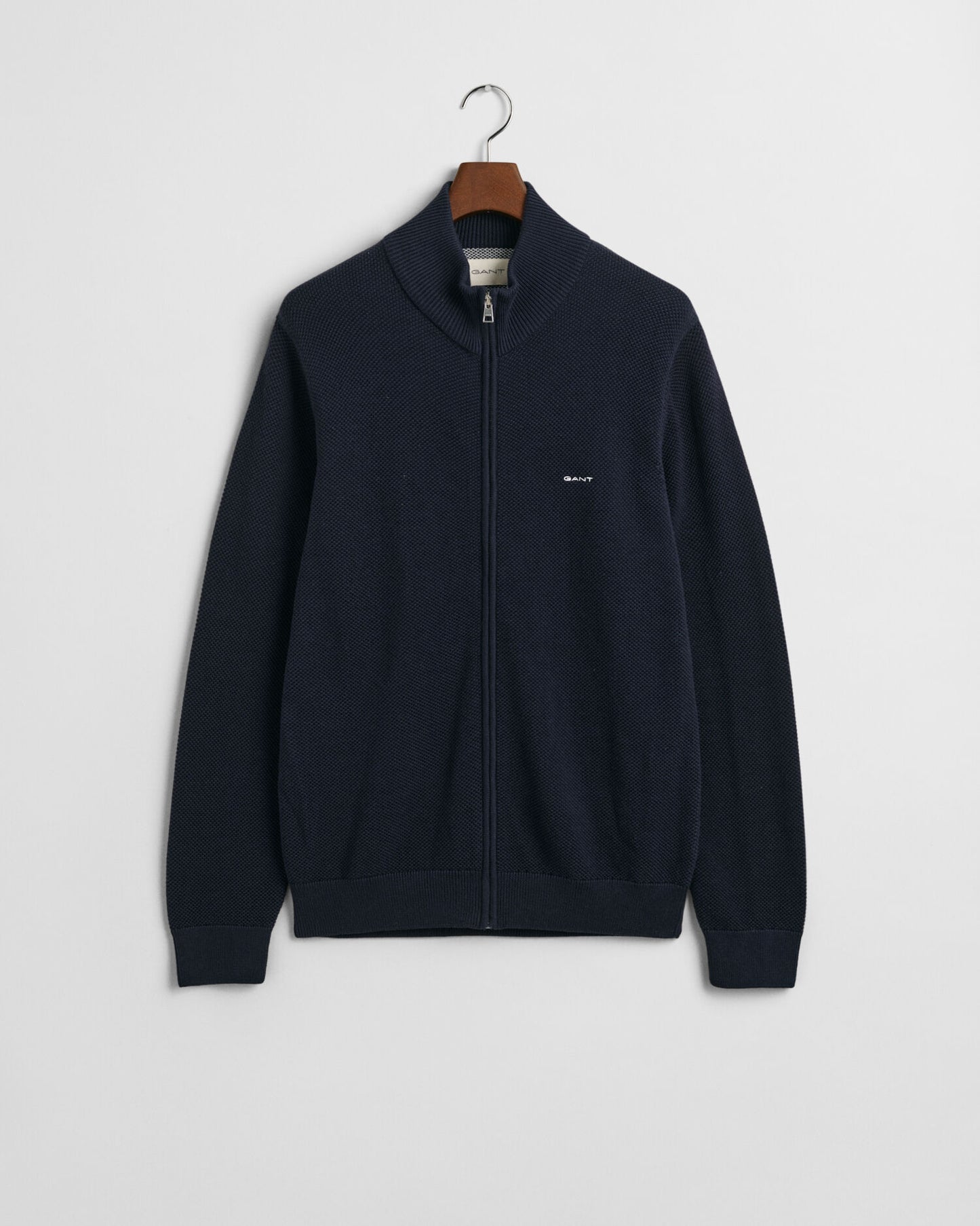 Cotton Pique Zip Cardigan
