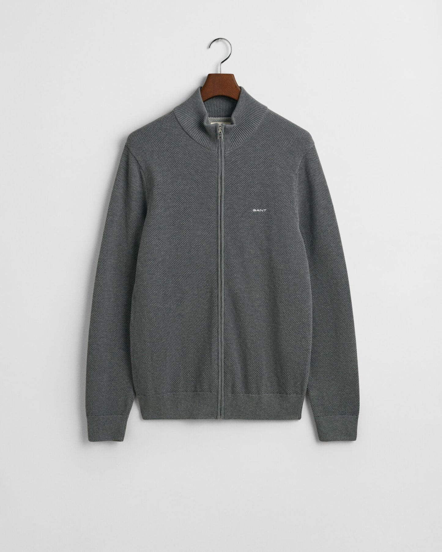 Cotton Pique Zip Cardigan