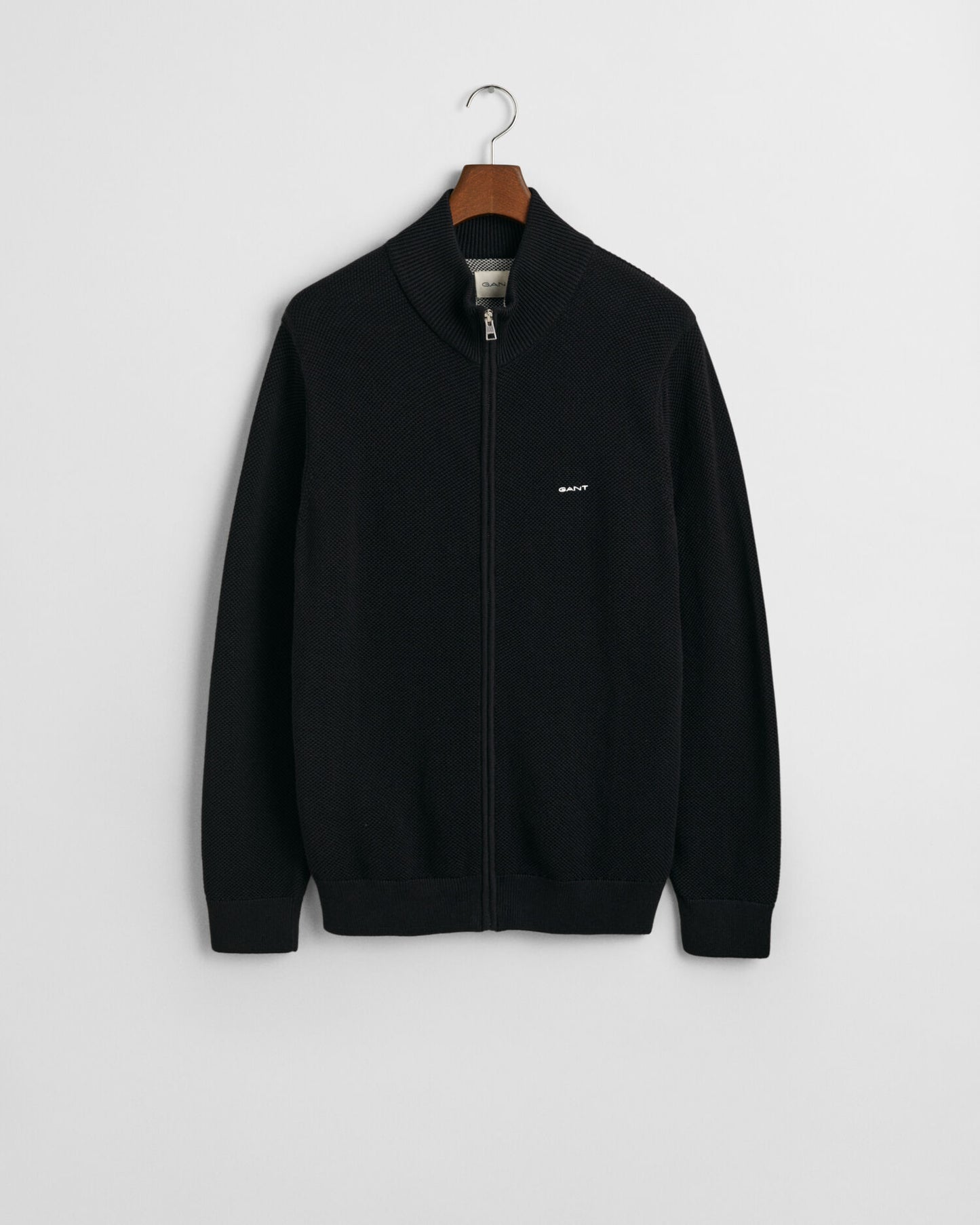 Cotton Pique Zip Cardigan