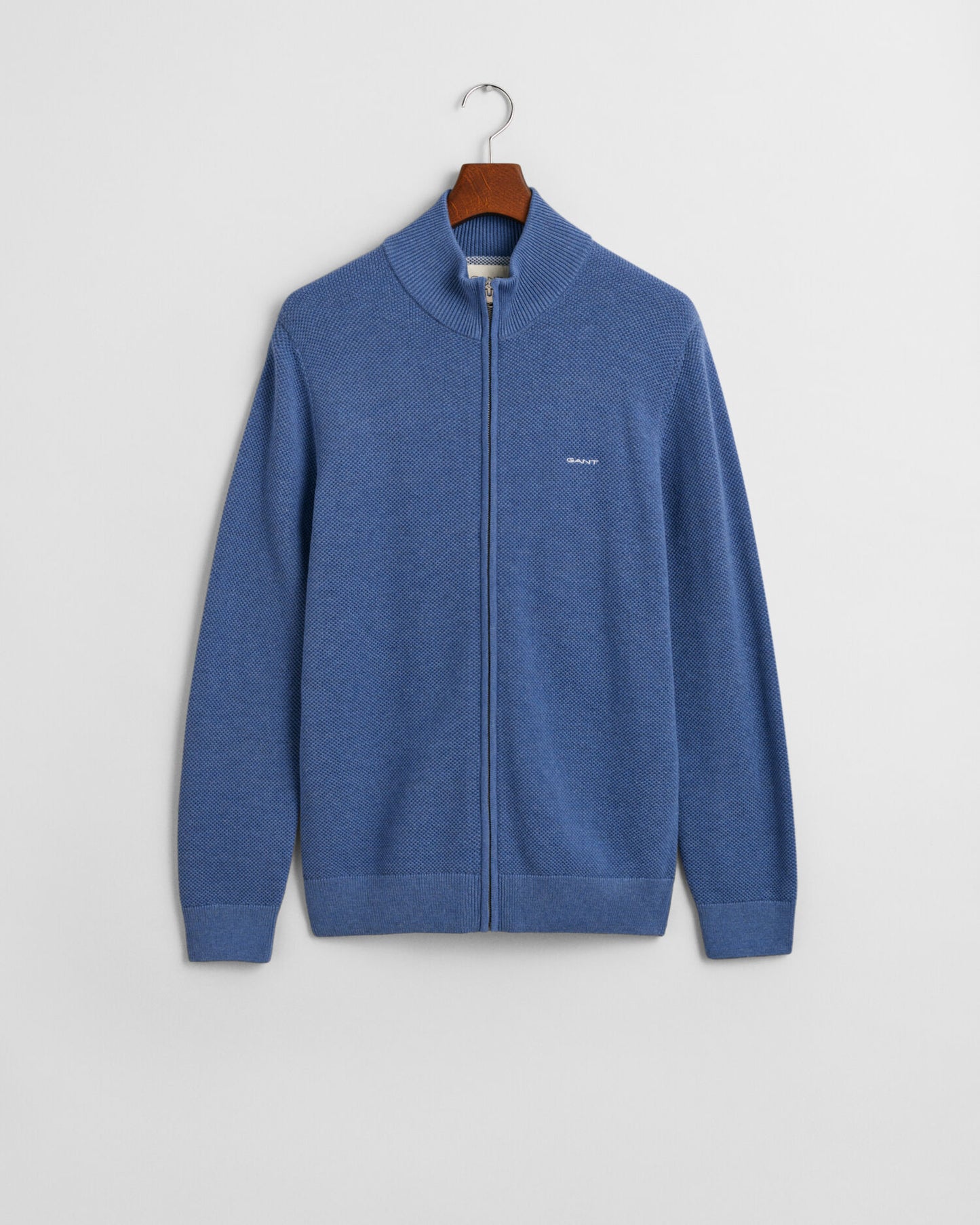Cotton Pique Zip Cardigan