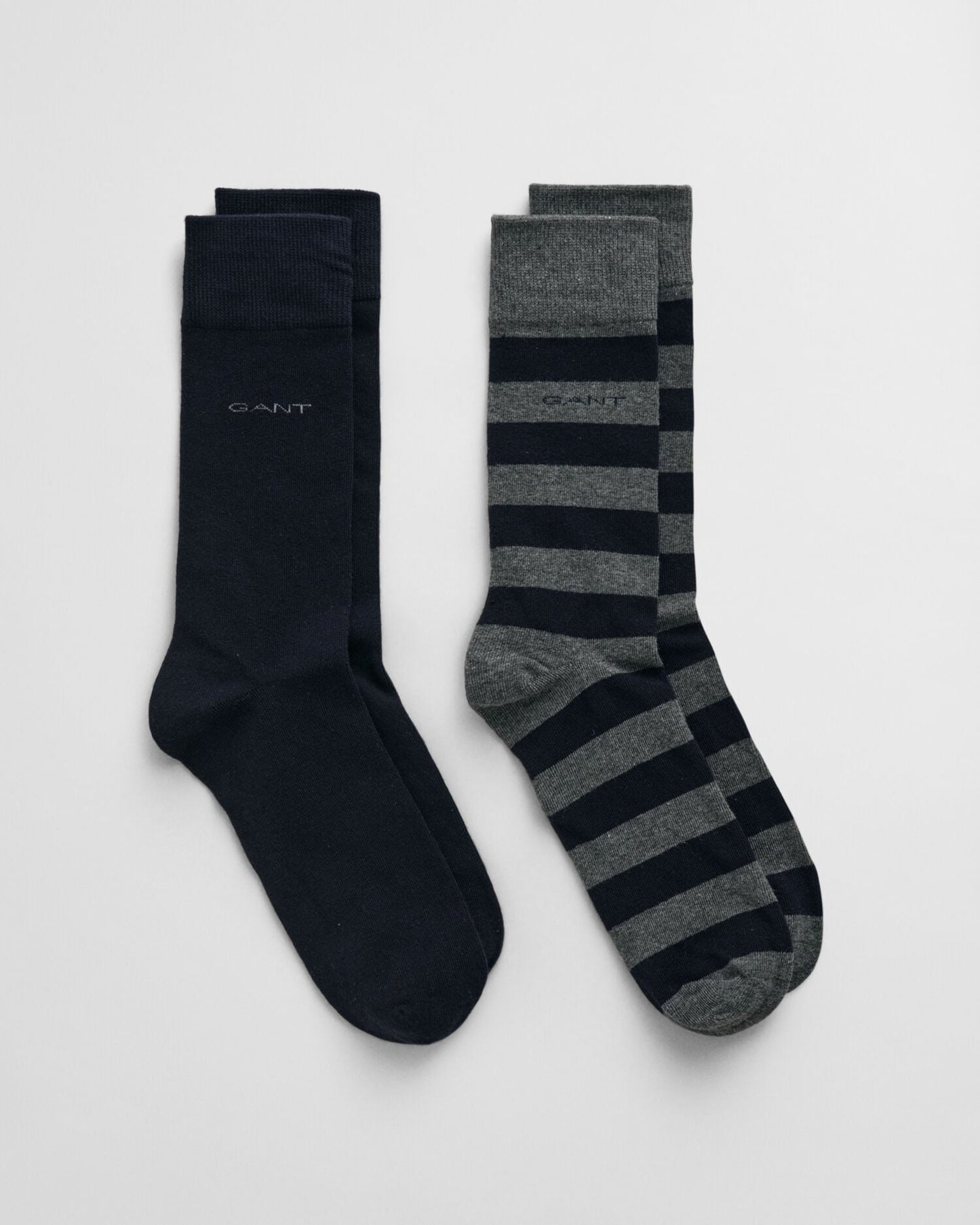 2er-Pack gestreifte und unifarbene Socken