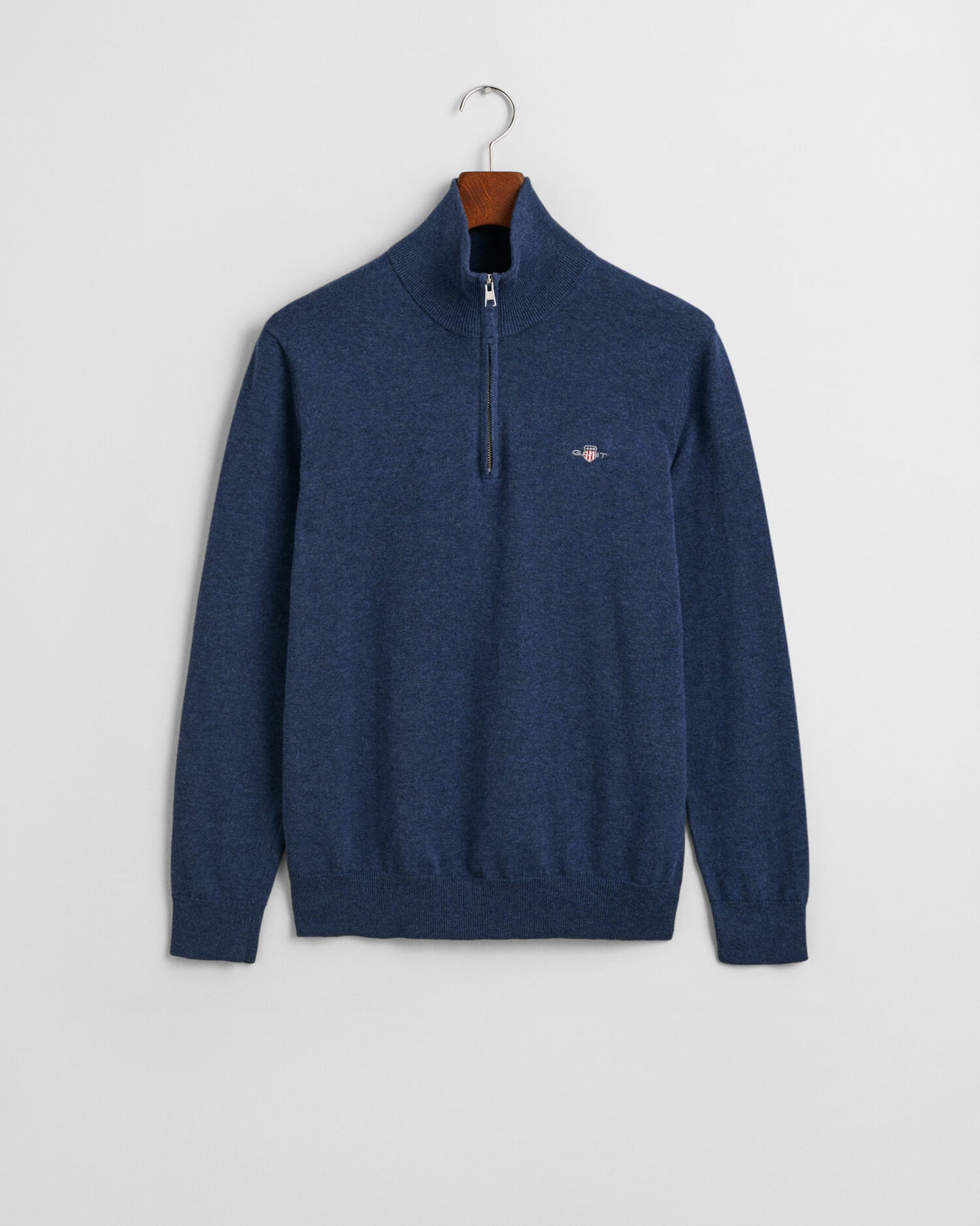 Klassischer Baumwoll-Sweater mit halbem Reißverschluss