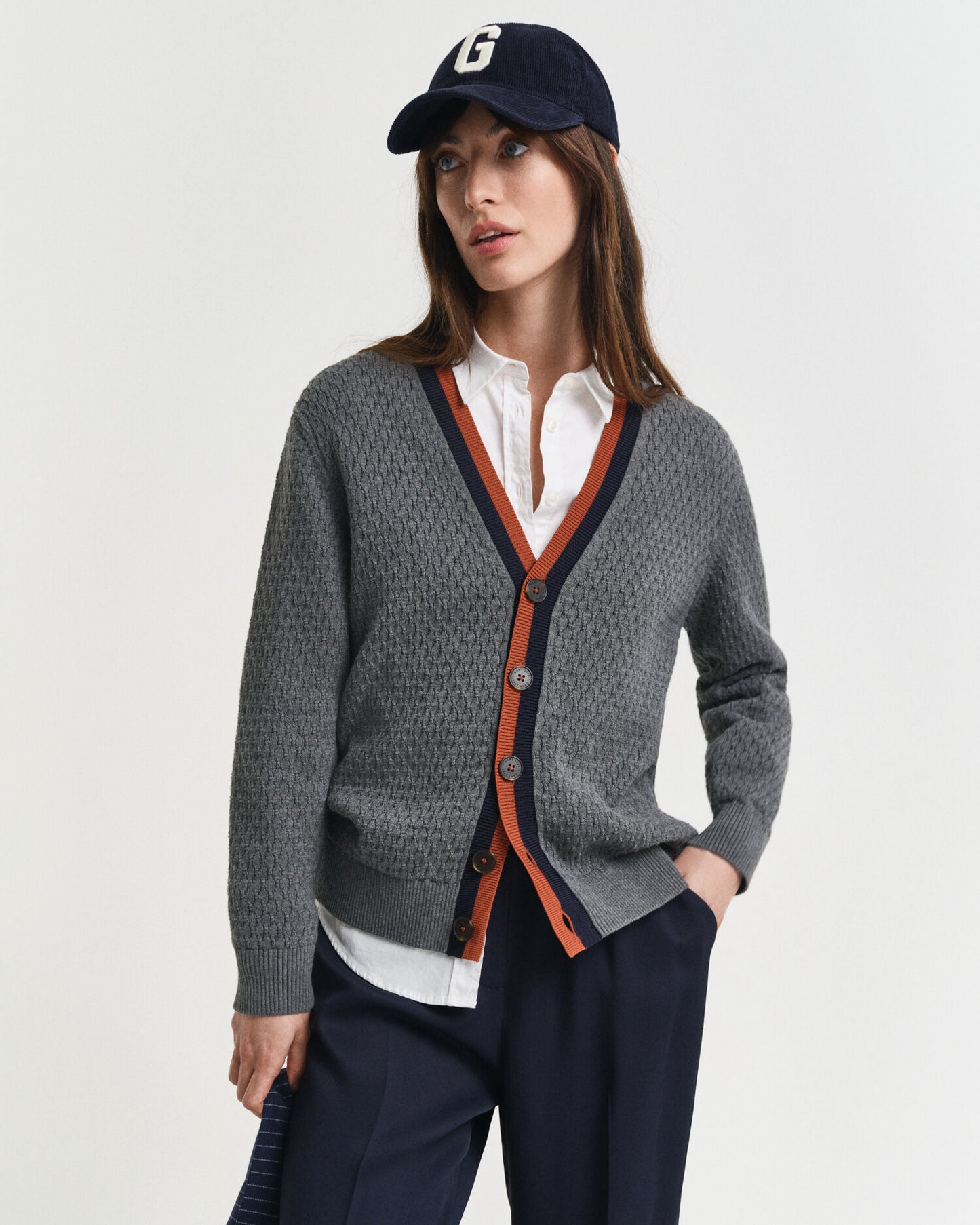 Gilet en coton texturé contrasté