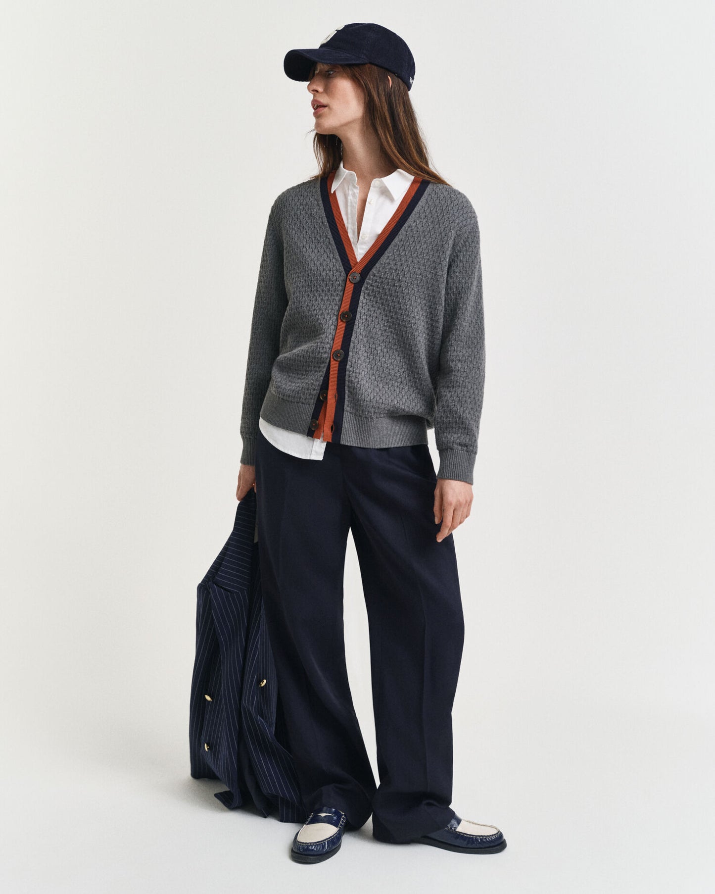 Gilet en coton texturé contrasté