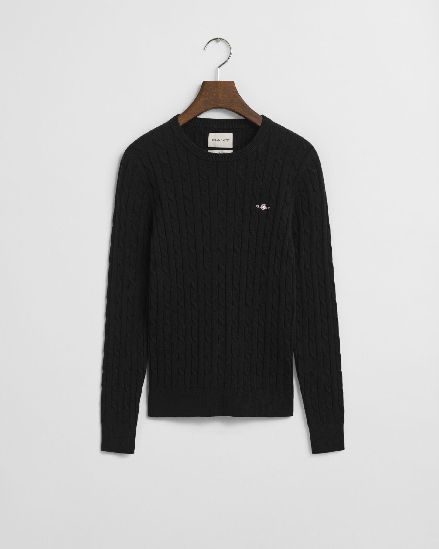 Pull col rond en tricot torsadé de coton extensible