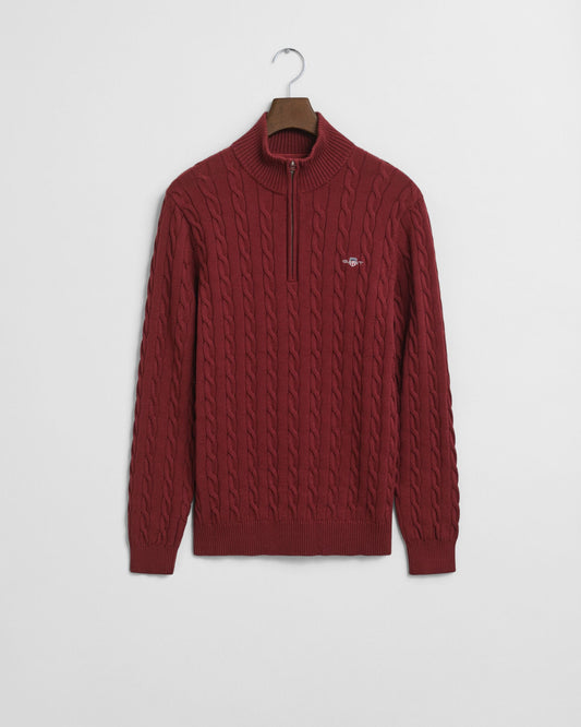 Cotton Cable Knit Half-Zip Sweater