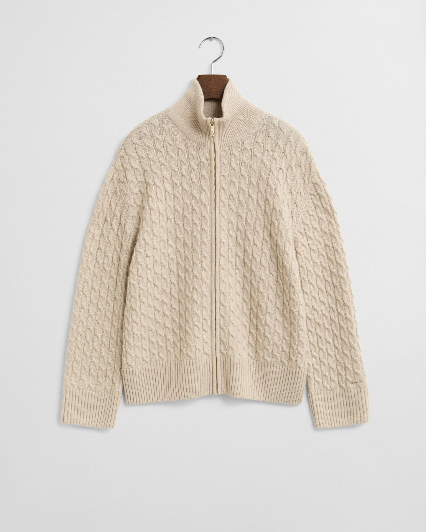 Strickjacke mit Reißverschluss und Zopfmuster