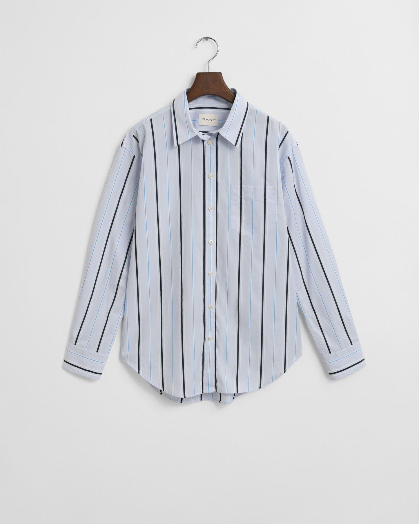 Relaxed Fit Klassisches Gestreiftes Popelinehemd