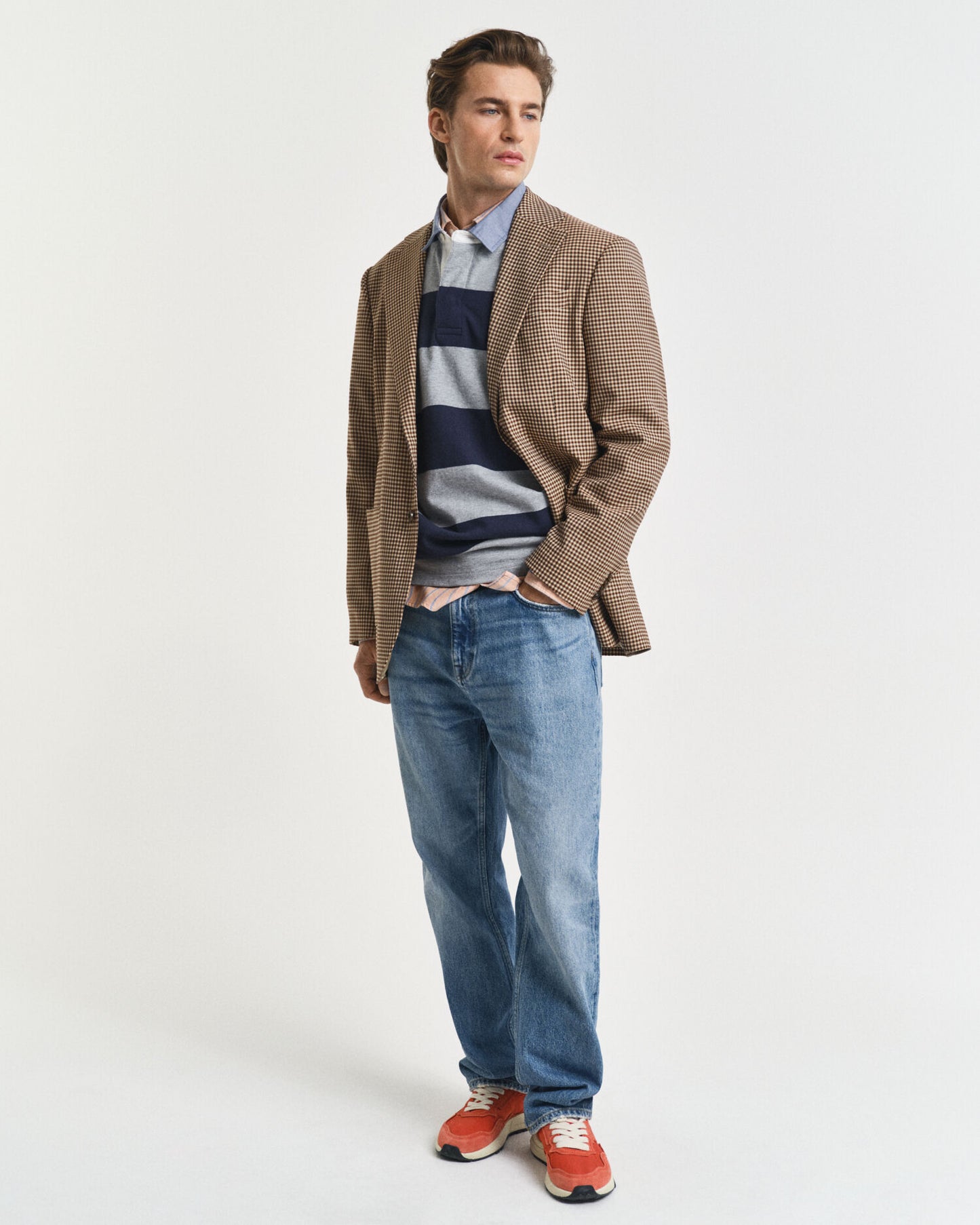 Gestreiftes Heavy Rugger mit Chambray-Kragen