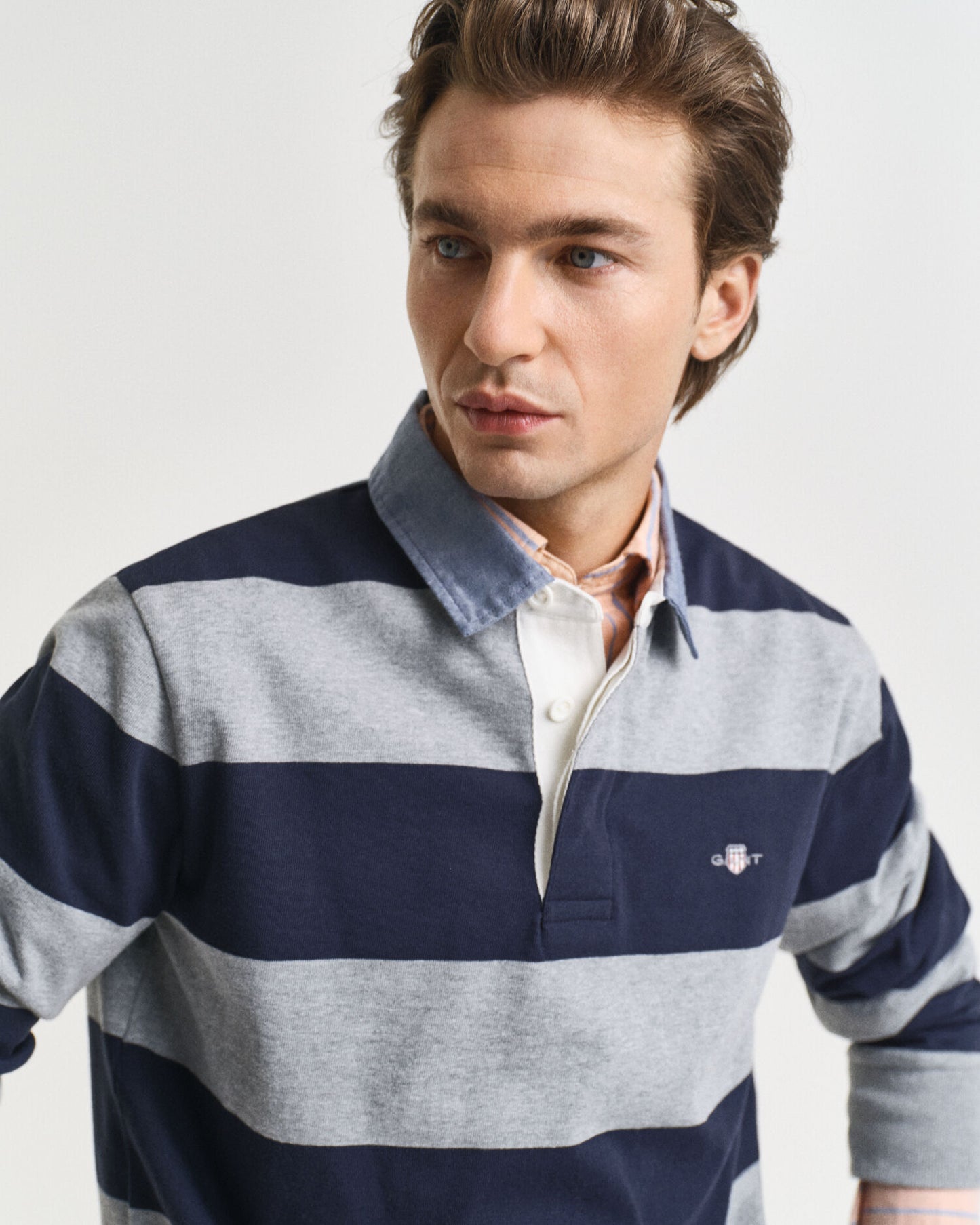 Gestreiftes Heavy Rugger mit Chambray-Kragen