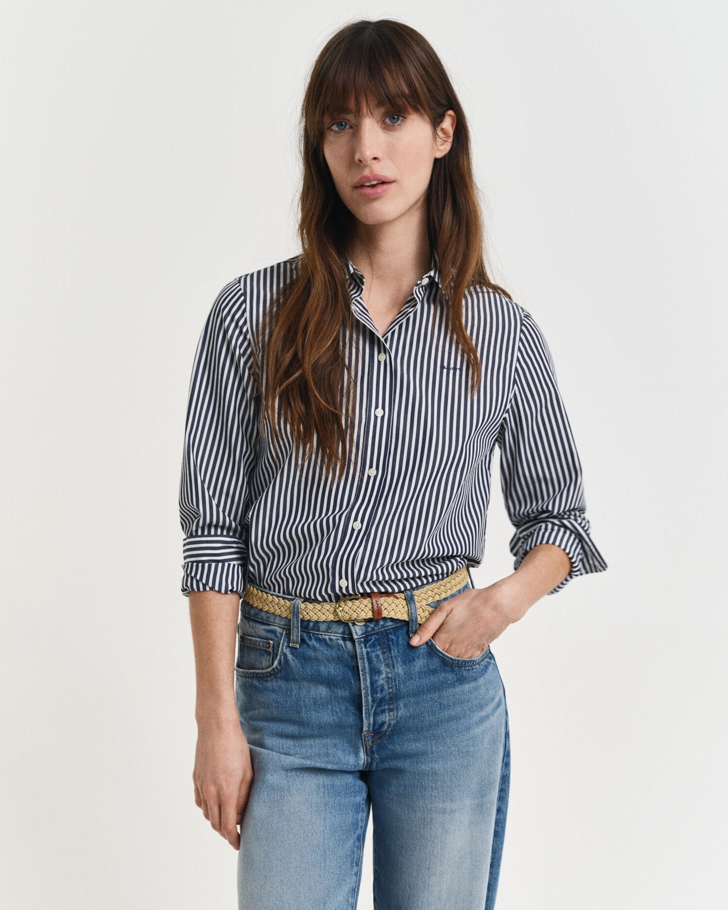 Regular Fit Hemd aus gestreiftem Popeline
