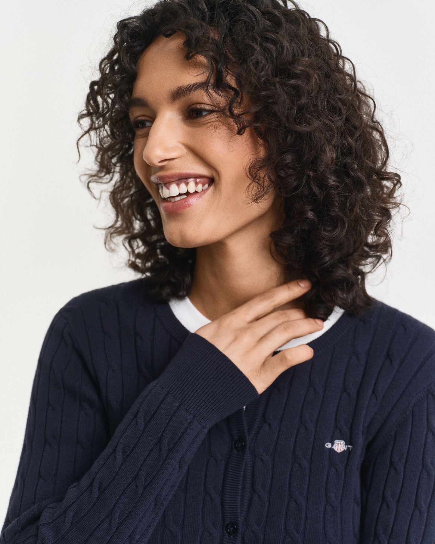 Cardigan en maille torsadée de coton stretch