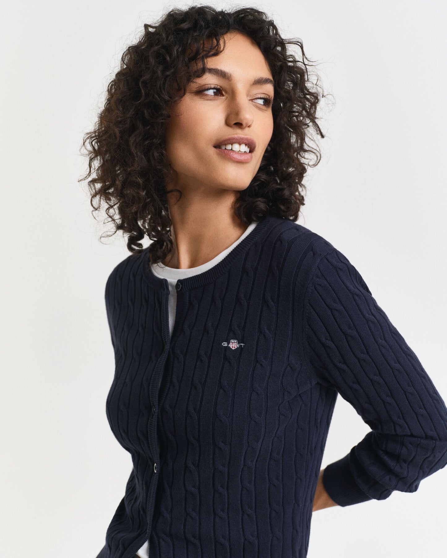 Cardigan en maille torsadée de coton stretch