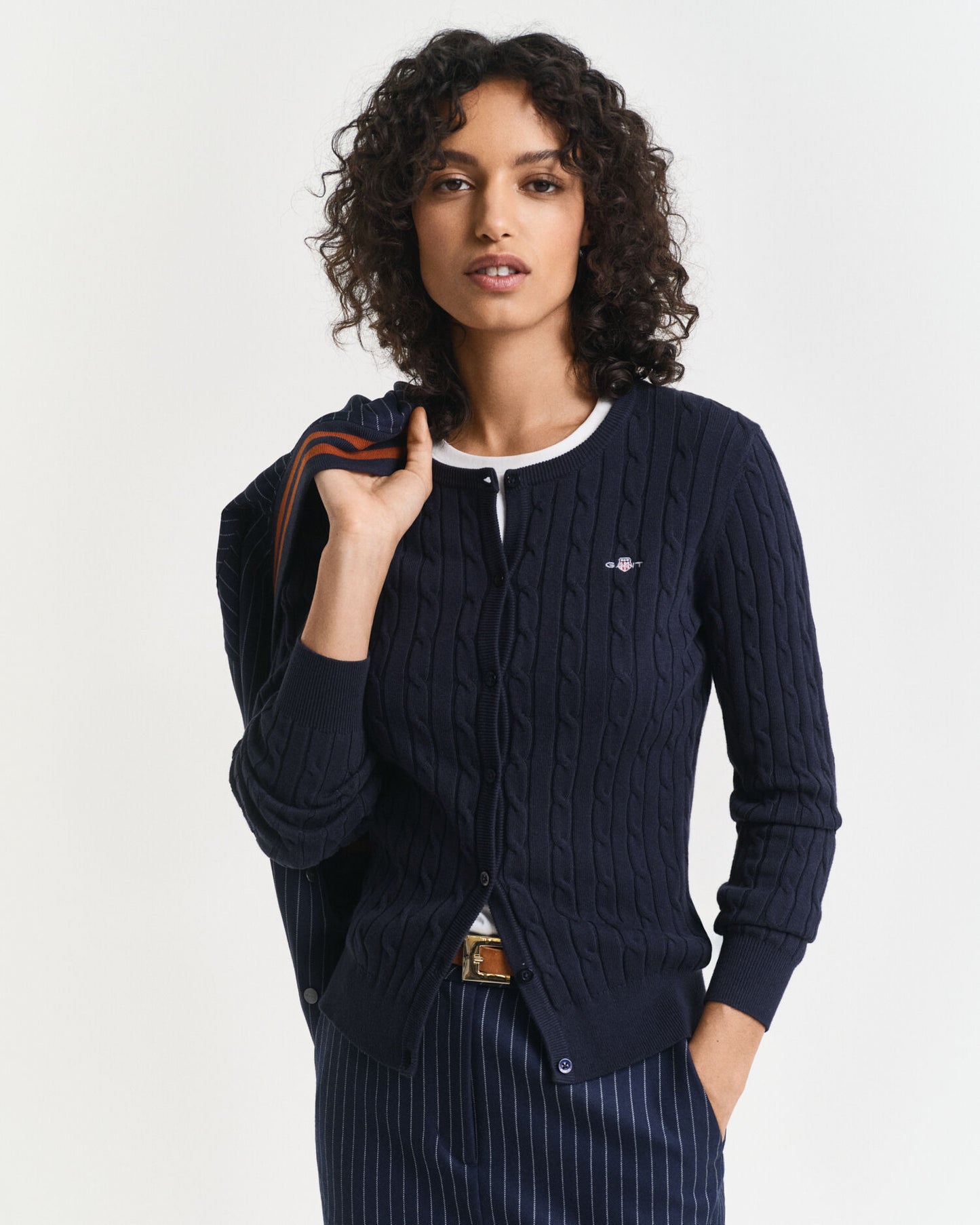Cardigan en maille torsadée de coton stretch