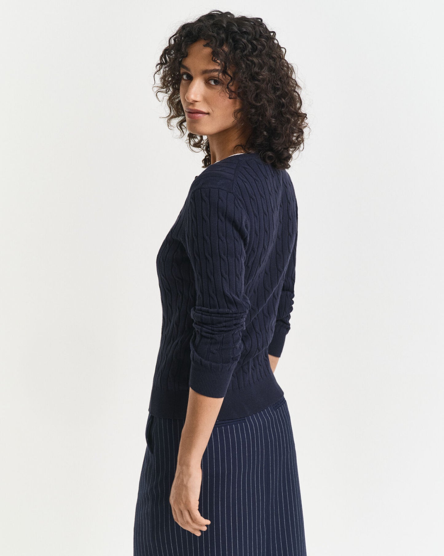 Cardigan en maille torsadée de coton stretch