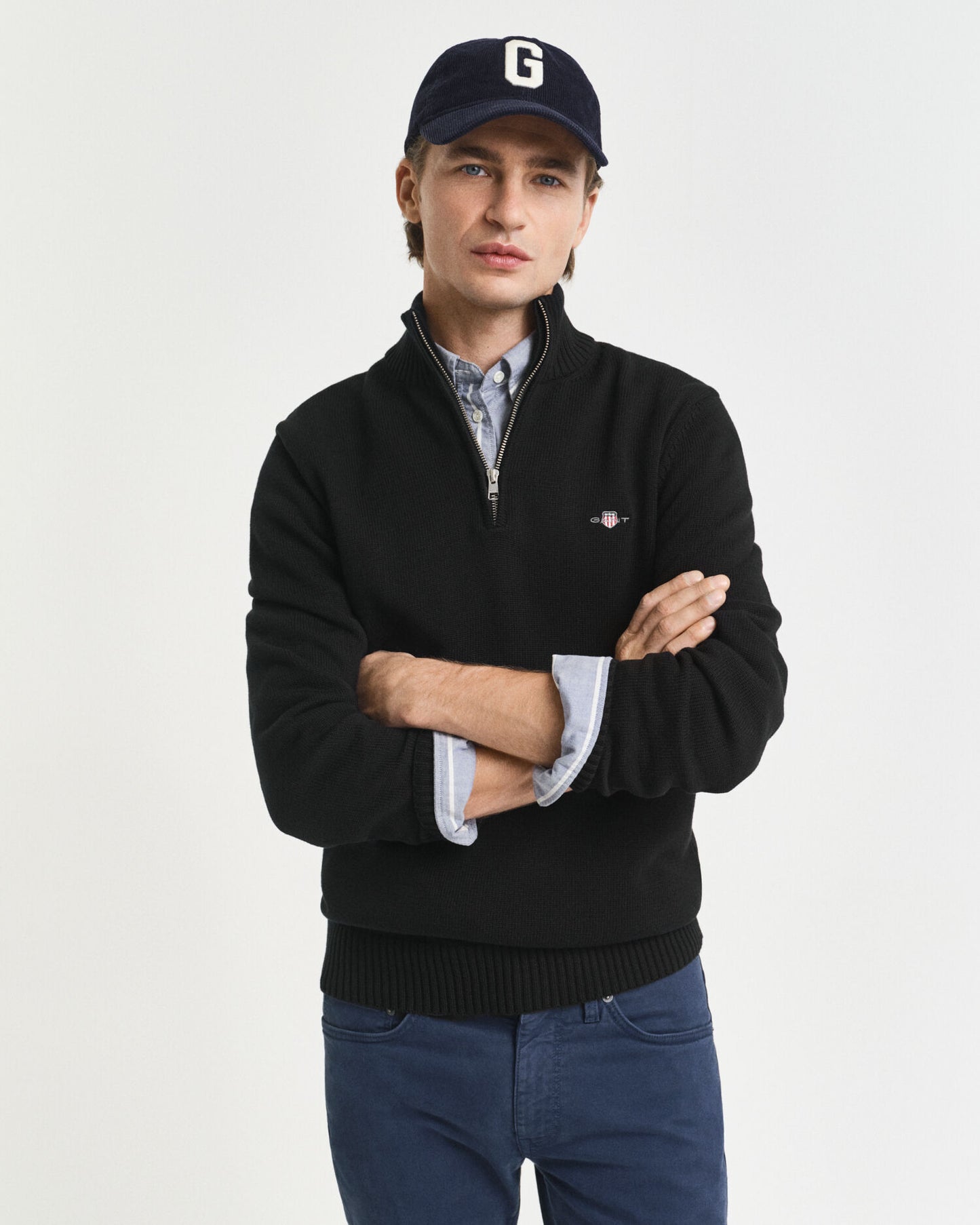 Pull décontracté en coton demi-zippé