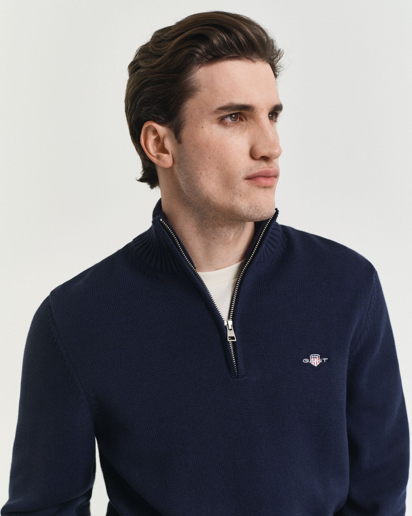 Pull décontracté en coton demi-zippé