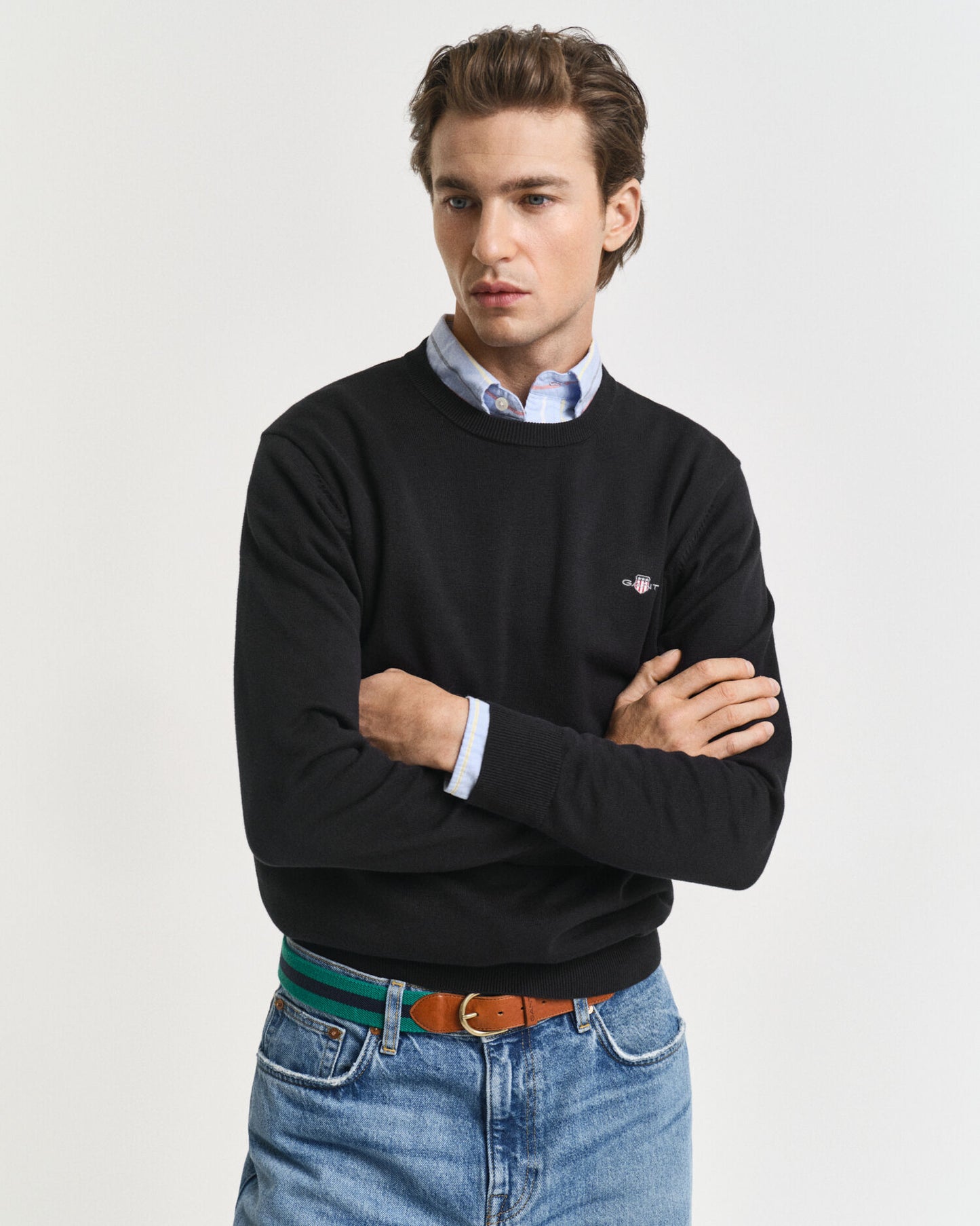 Pull col rond en coton classique