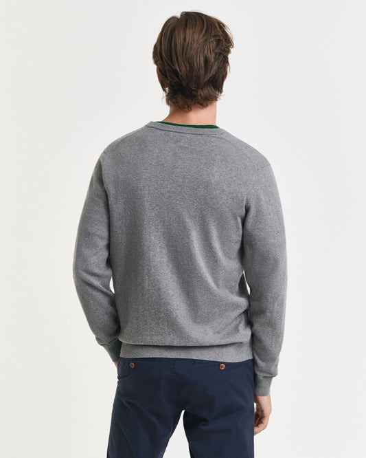 Klassischer Baumwoll-V-Pullover