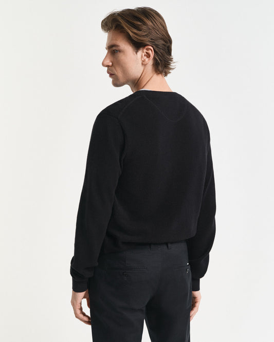 Baumwoll-Piqué-Pullover mit Rundhalsausschnitt