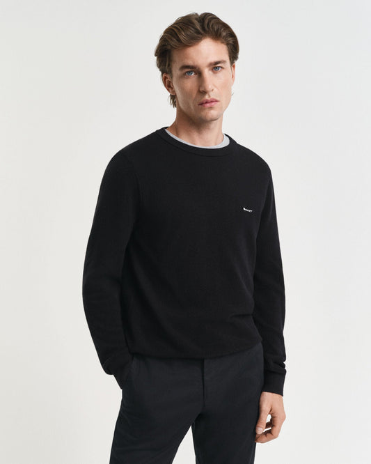 Baumwoll-Piqué-Pullover mit Rundhalsausschnitt