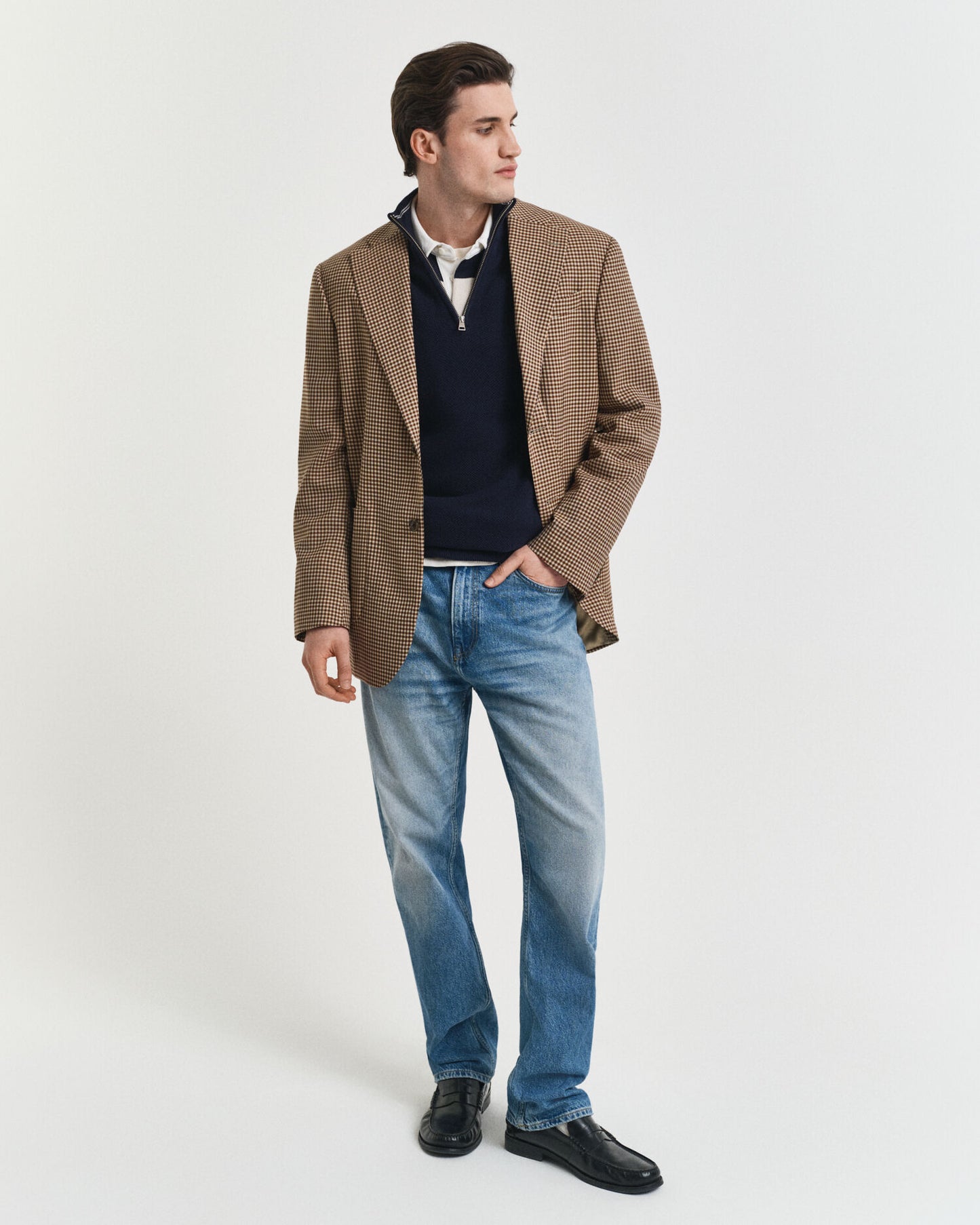 Cotton Pique Half-Zip Sweater