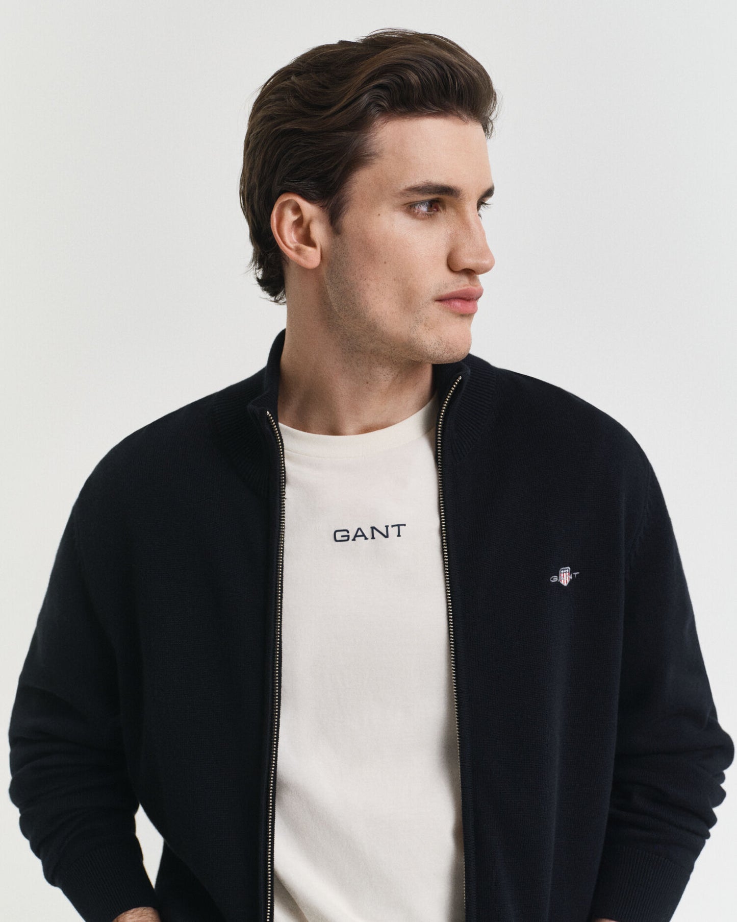 Freizeit-Strickjacke aus Baumwolle mit Reißverschluss