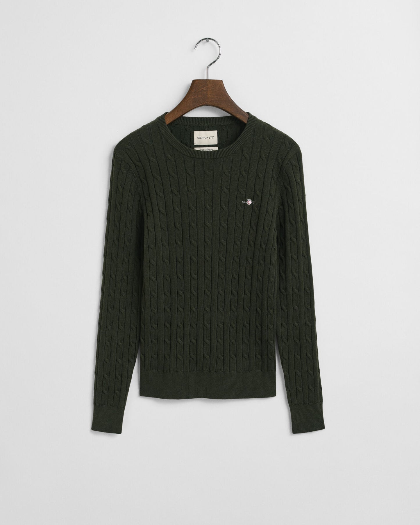 Pullover aus Stretch-Baumwolle mit Zopfmuster und Rundhalsausschnitt