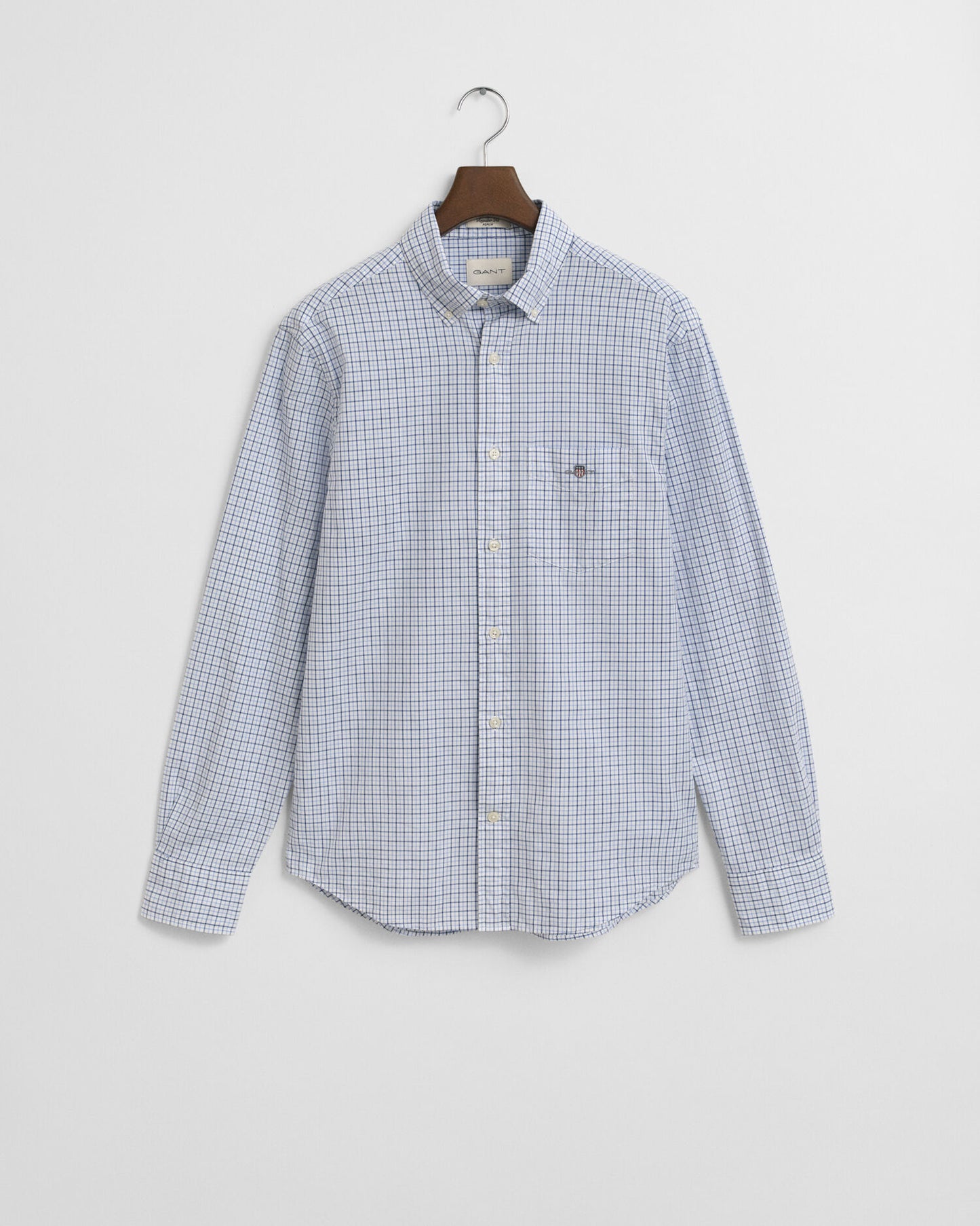 Chemise classique popeline à carreaux micro, coupe droite