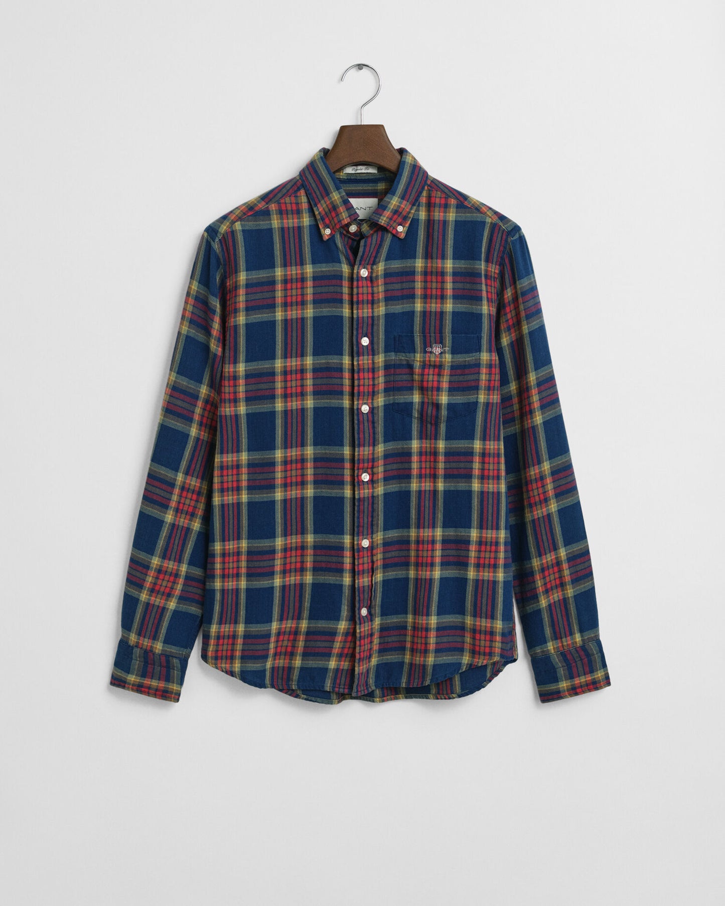 Regular Fit Kariertes Indigo-Twill-Hemd