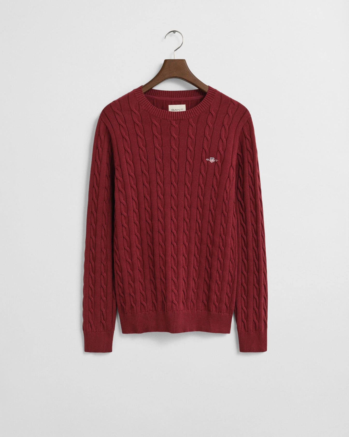 Pull en maille torsadée de coton à col rond