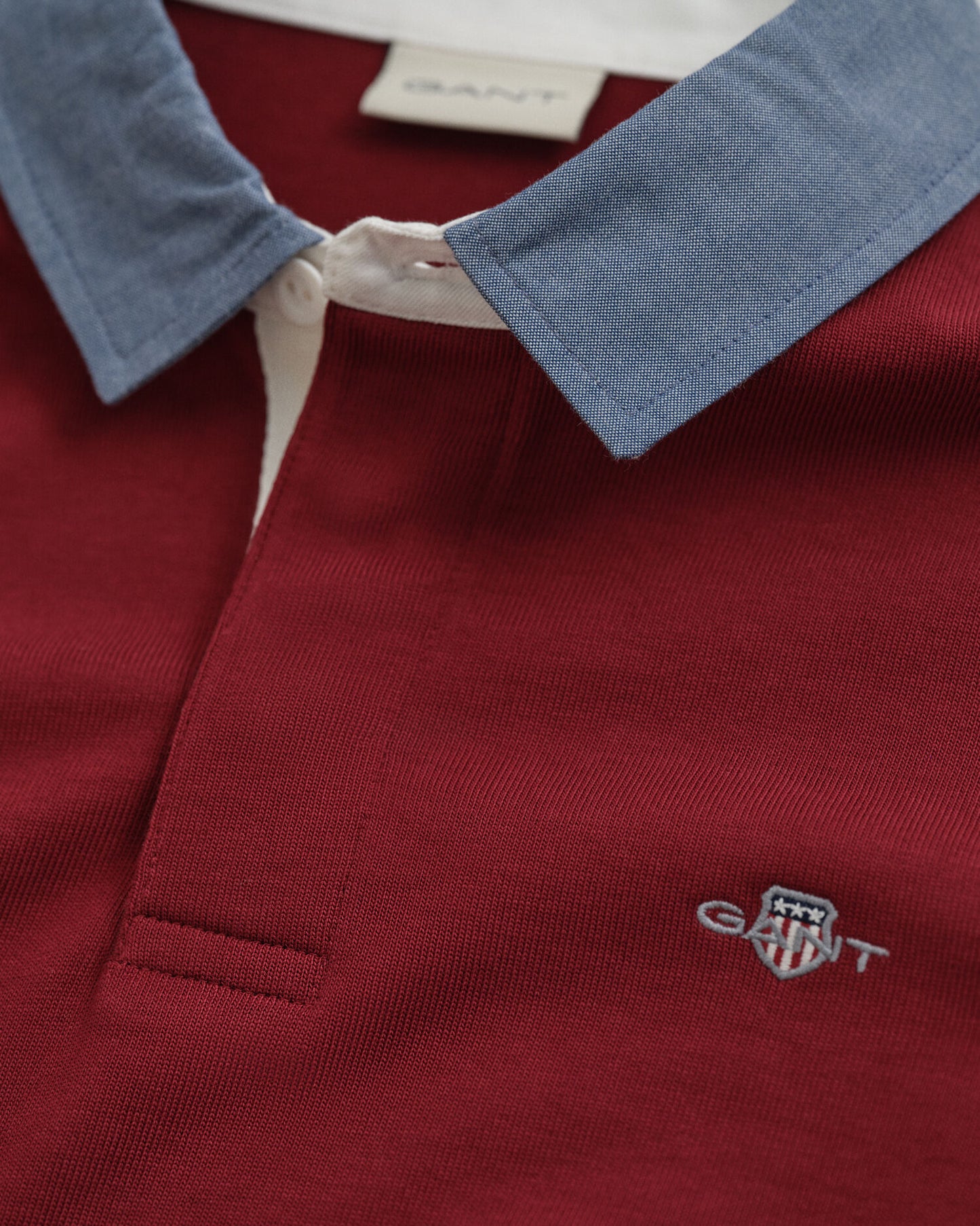 Schweres Rugbyshirt mit Chambray-Kragen
