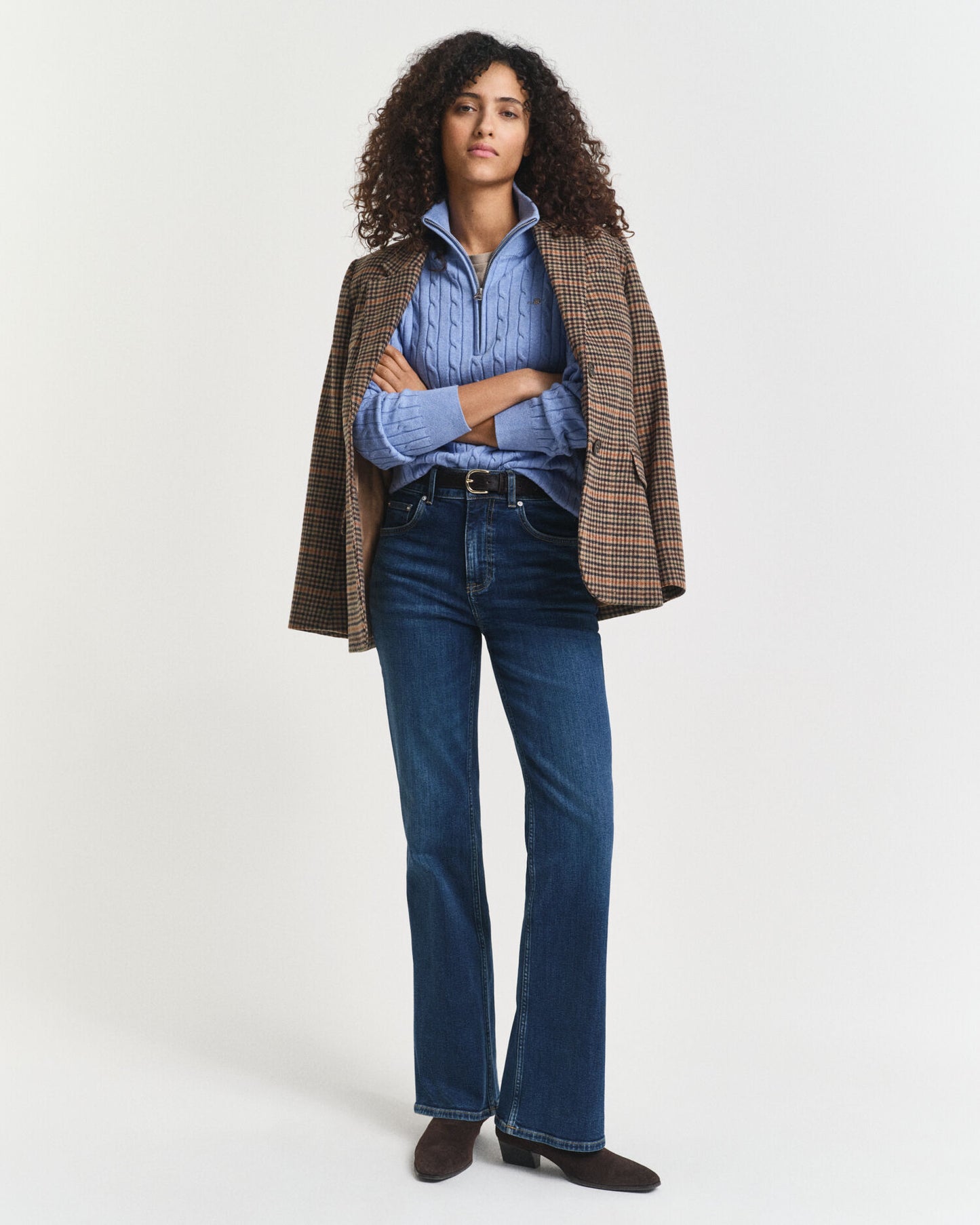 Pull en tricot torsadé demi-zip en coton stretch