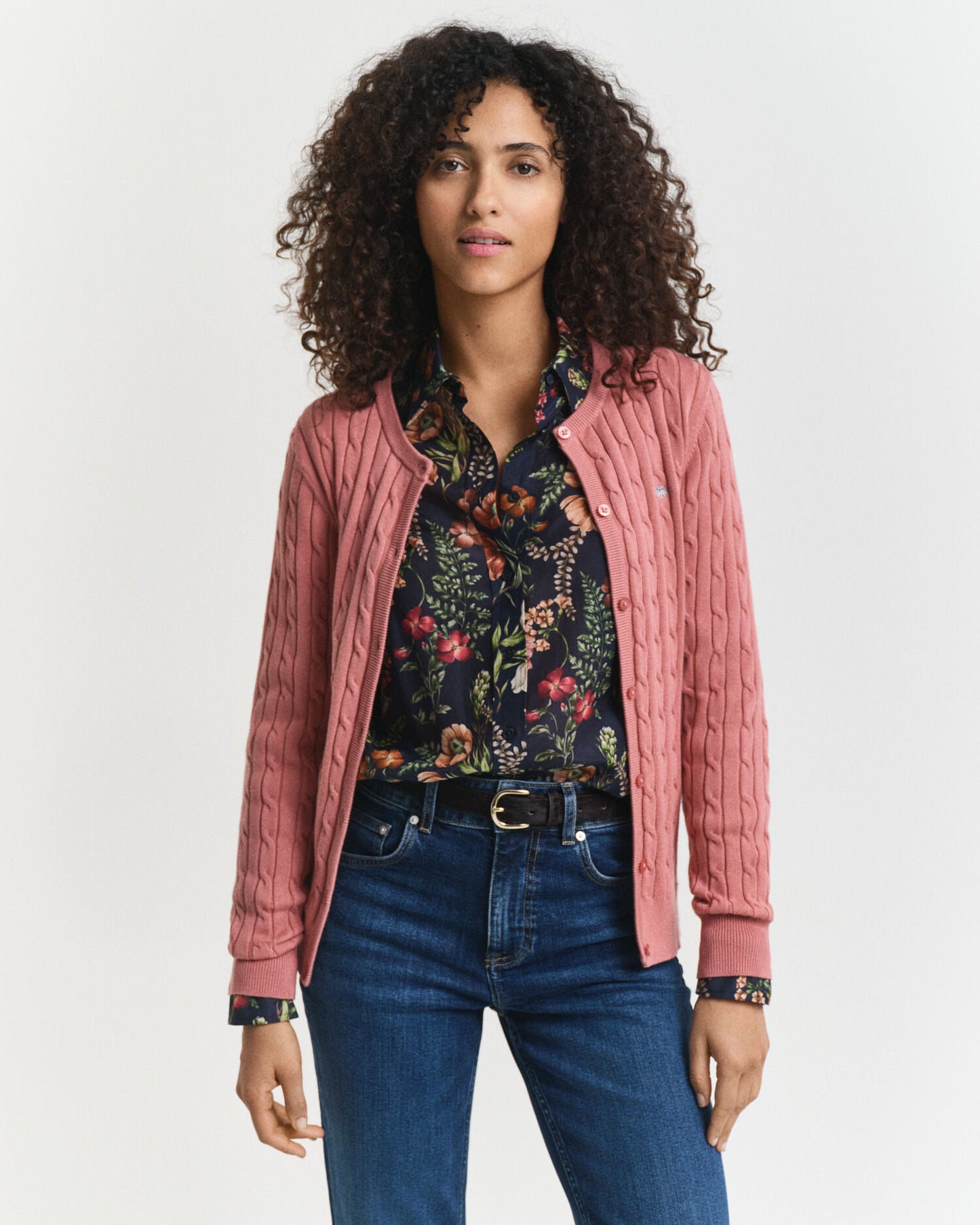 Cardigan en maille torsadée de coton stretch