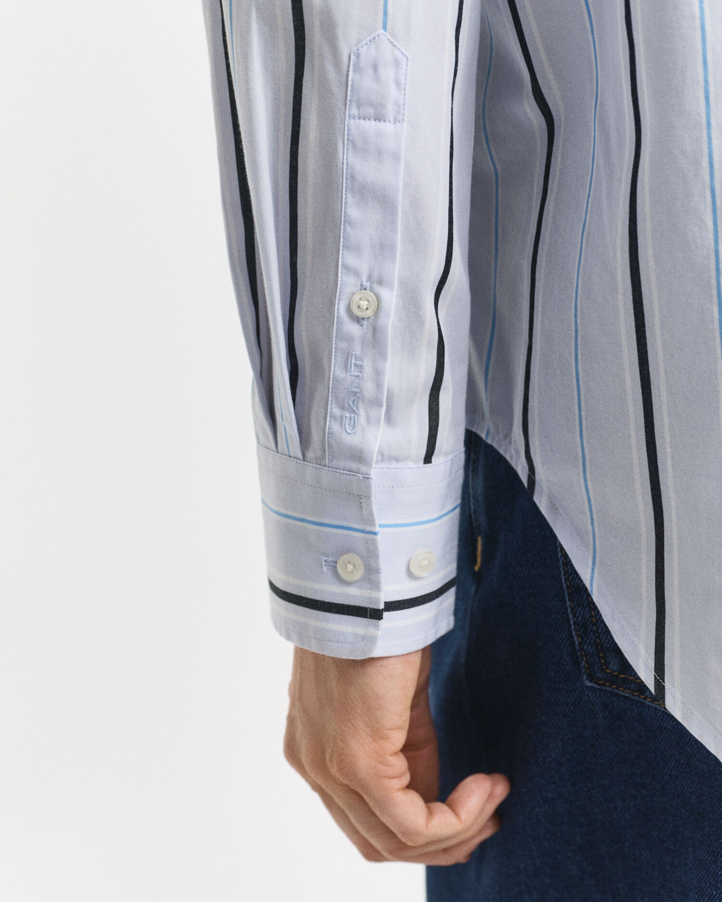Relaxed Fit Klassisches Gestreiftes Popelinehemd