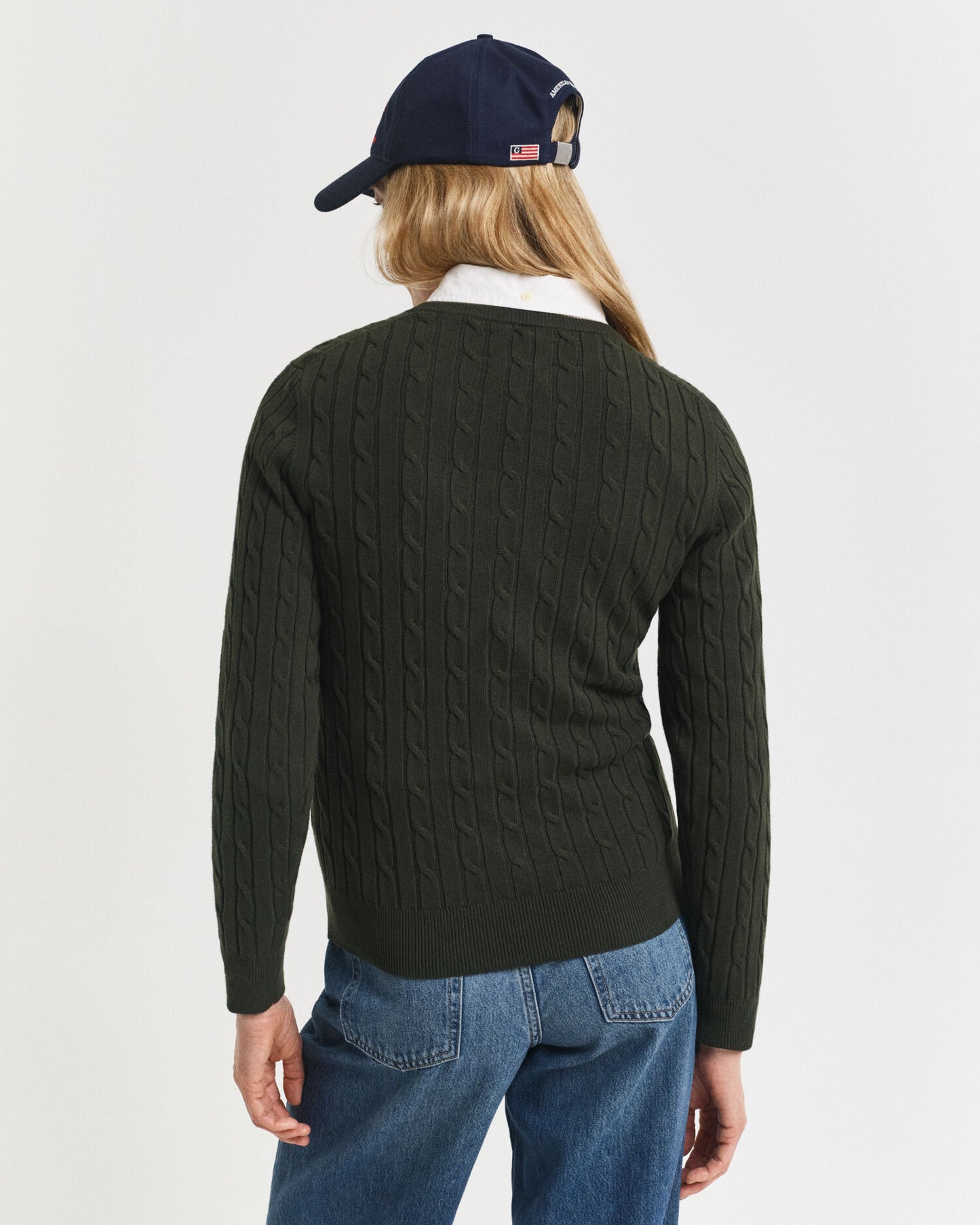 Pullover aus Stretch-Baumwolle mit Zopfmuster und Rundhalsausschnitt