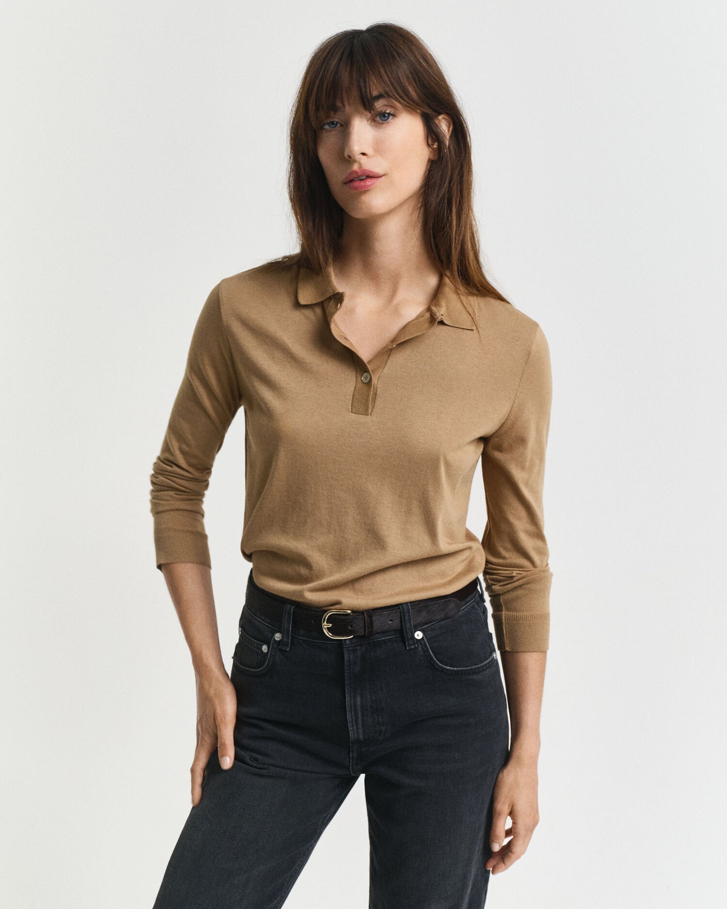 Polo à manches longues boutonné sans coutures