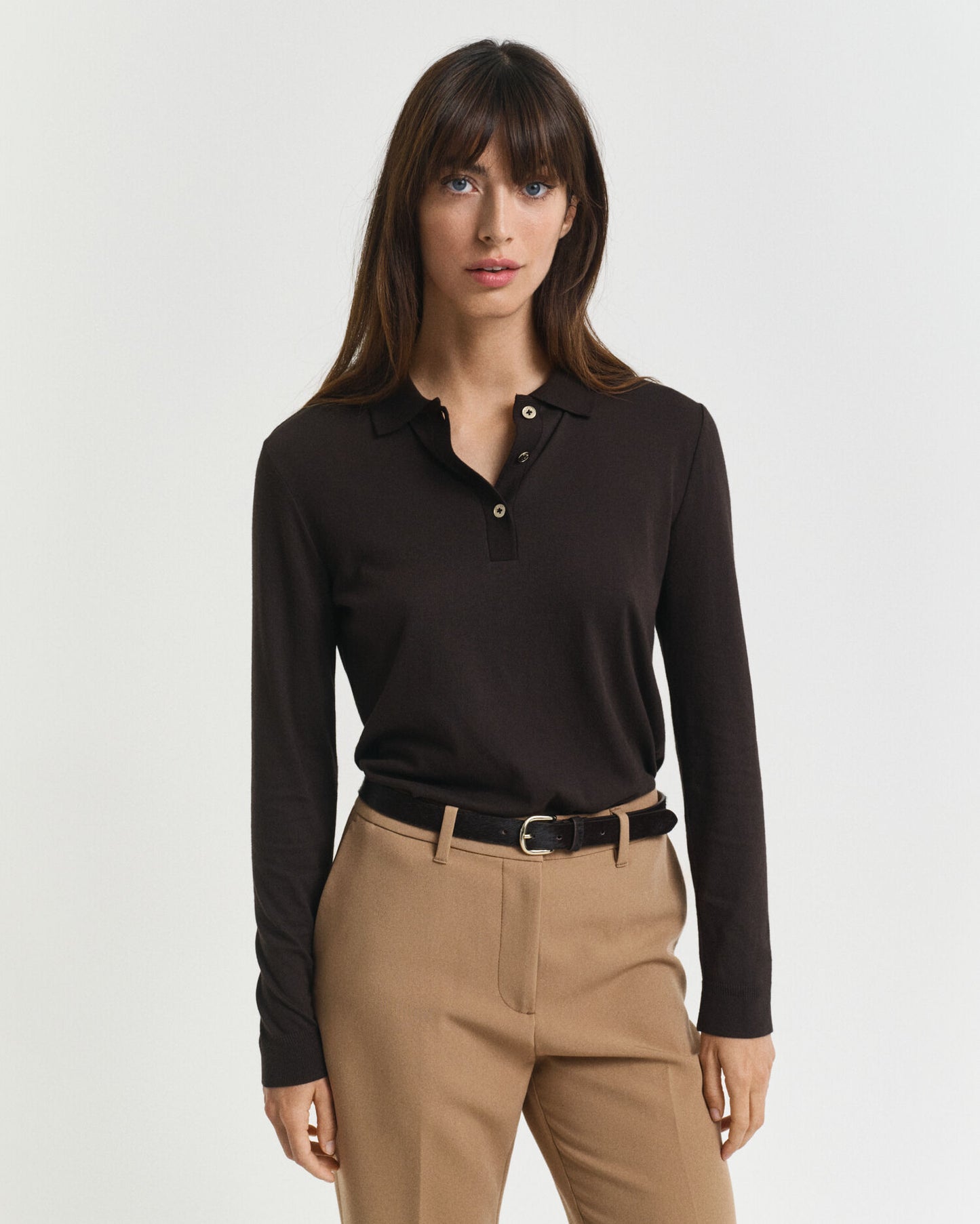 Polo à manches longues boutonné sans coutures