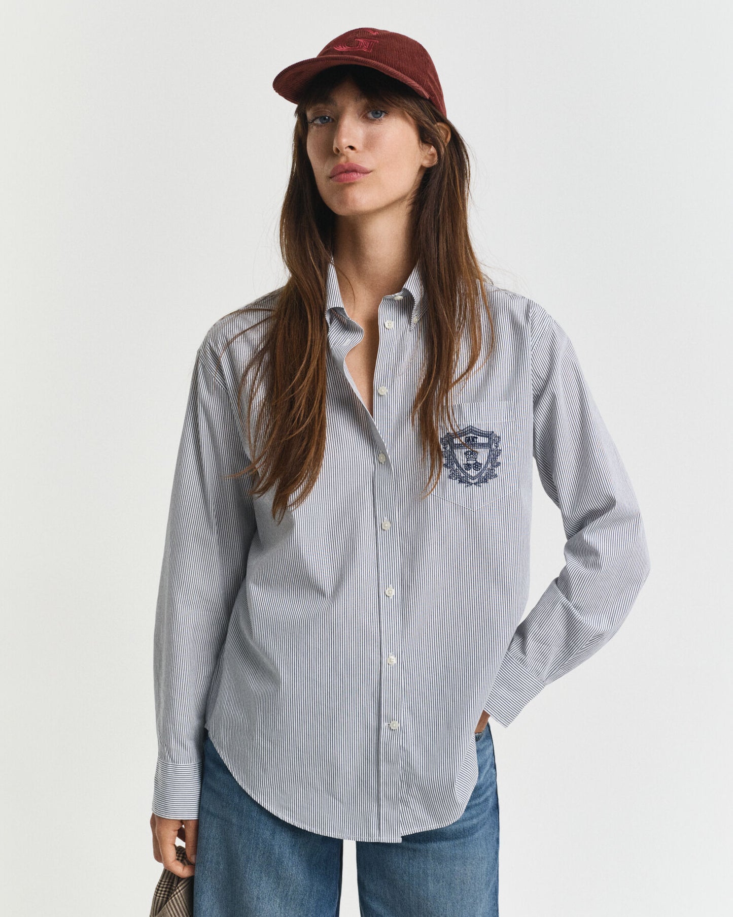 Chemise en popeline classique décontractée à motifs