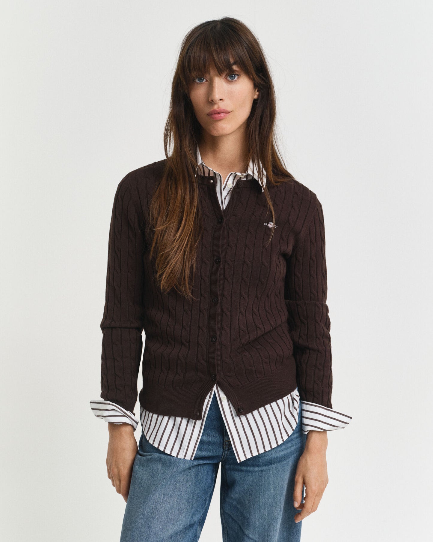 Cardigan en maille torsadée de coton stretch