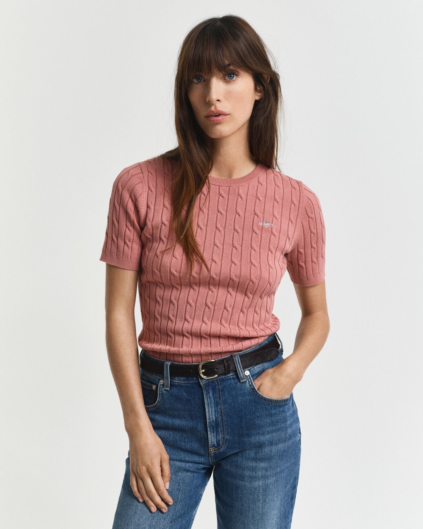 Pull en maille torsadée de coton stretch