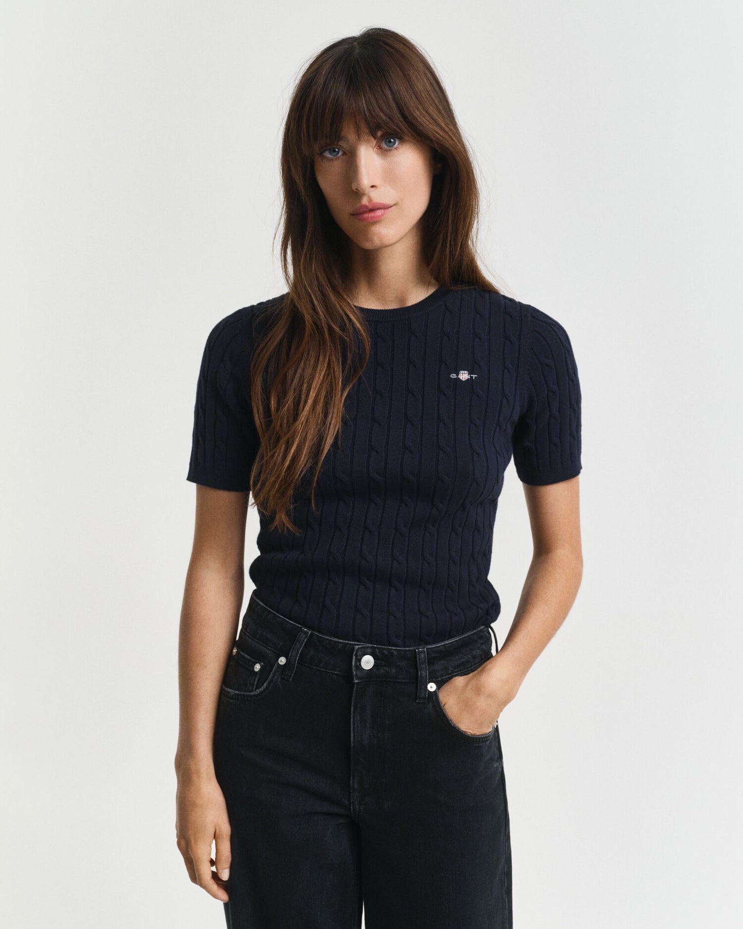Pull en maille torsadée de coton stretch