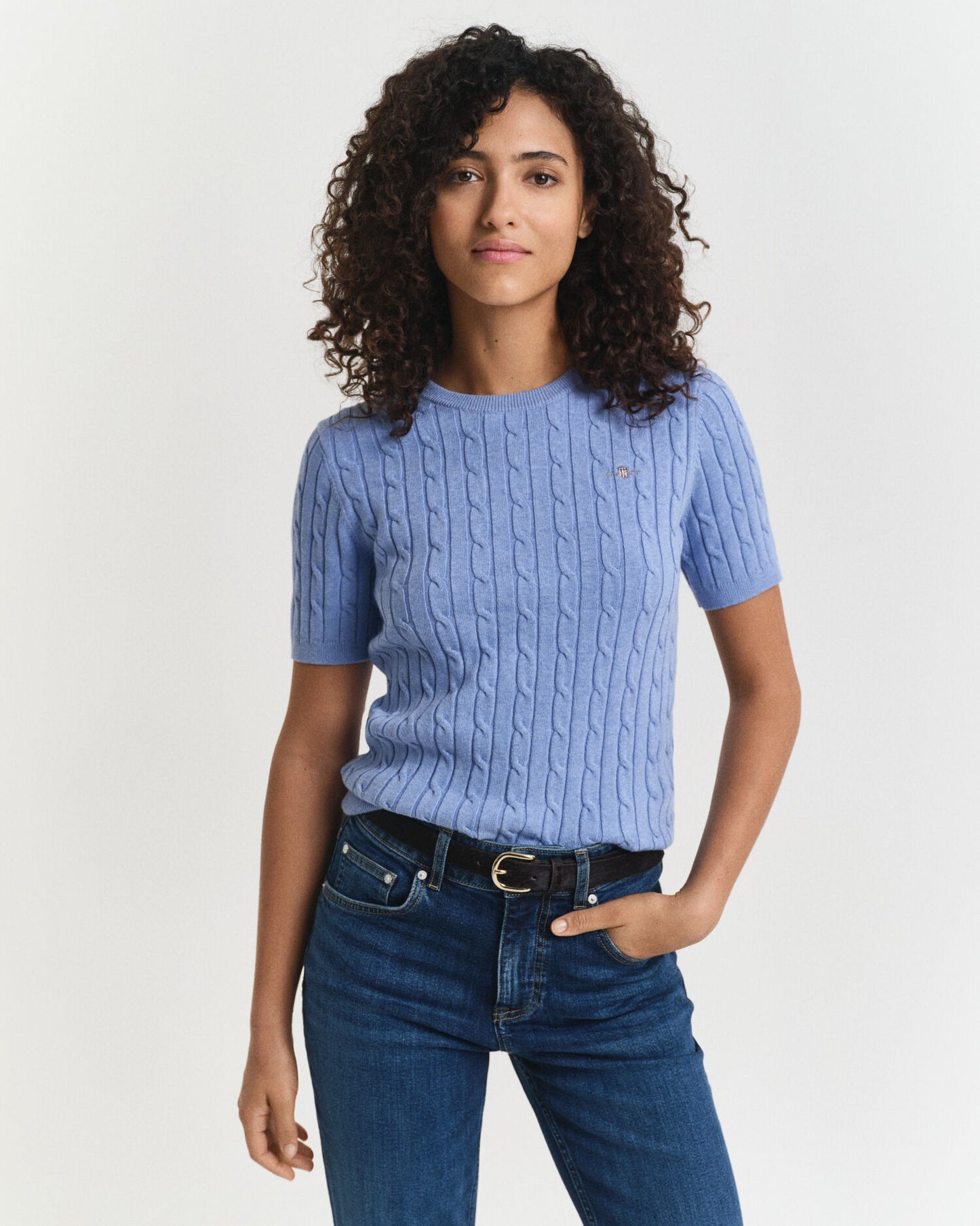 Pull en maille torsadée de coton stretch