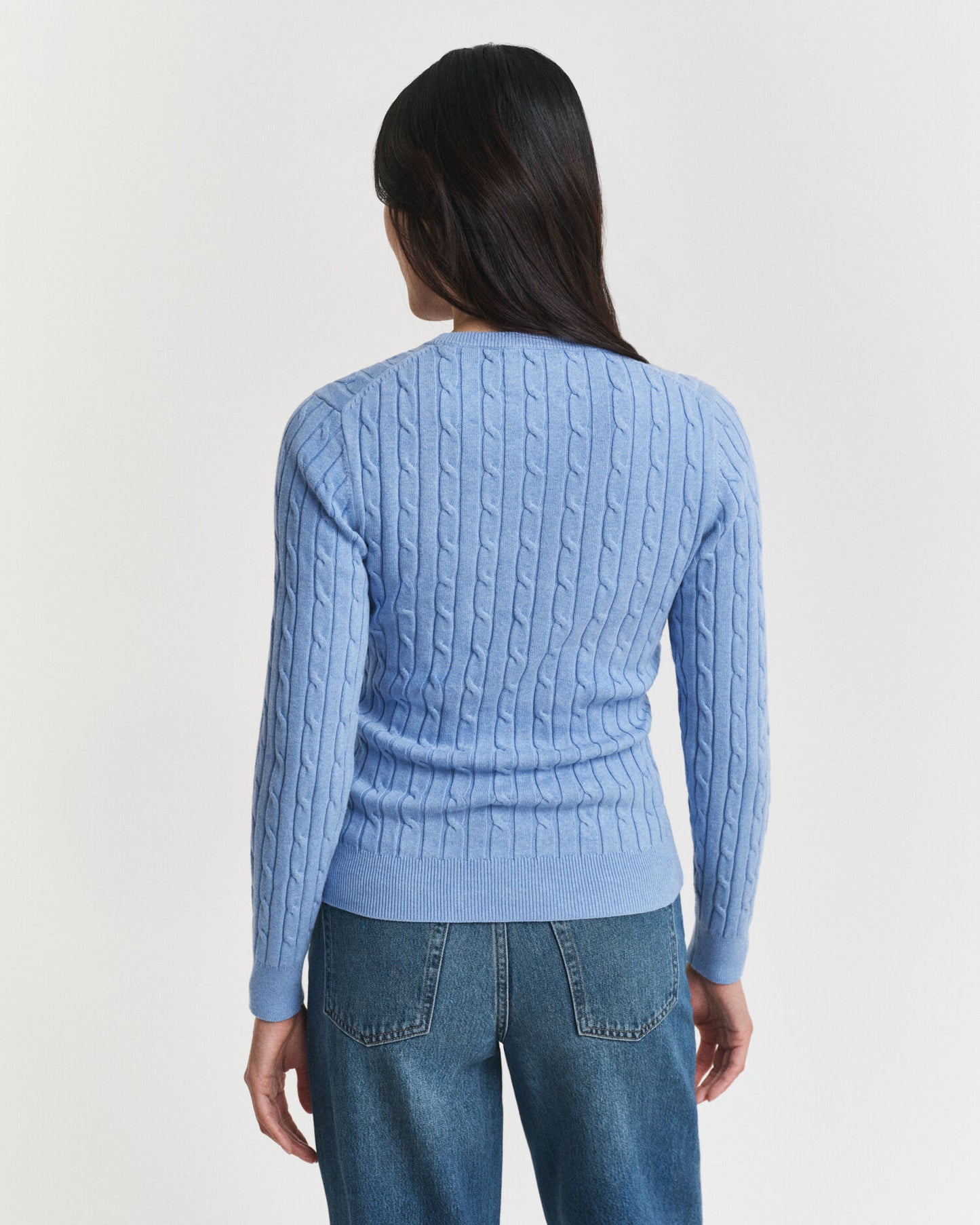 Pull col rond en tricot torsadé de coton extensible