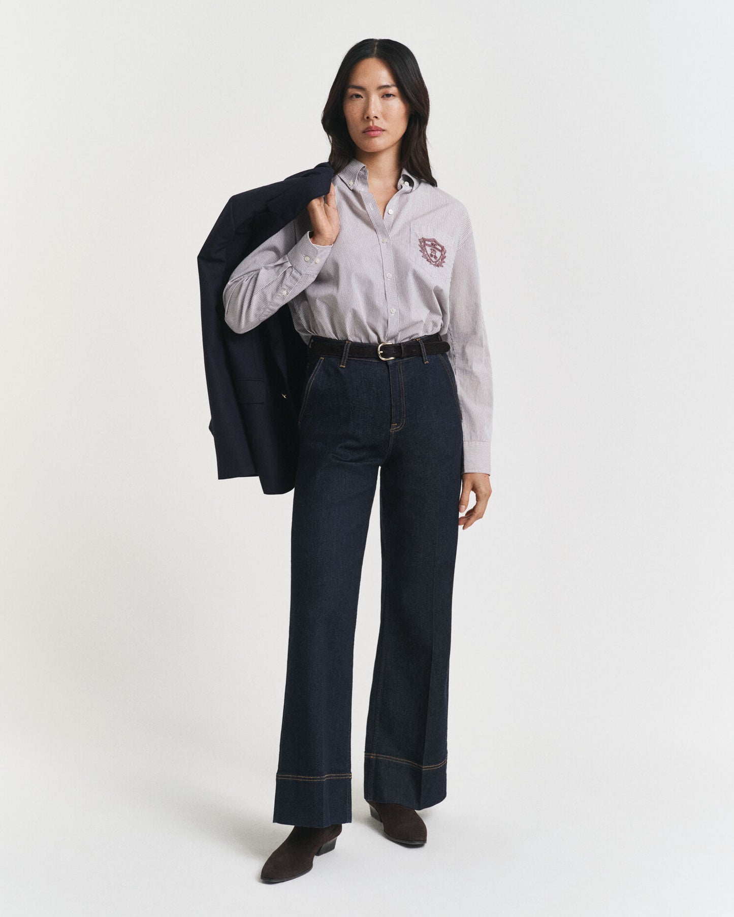 Chemise en popeline classique décontractée à motifs