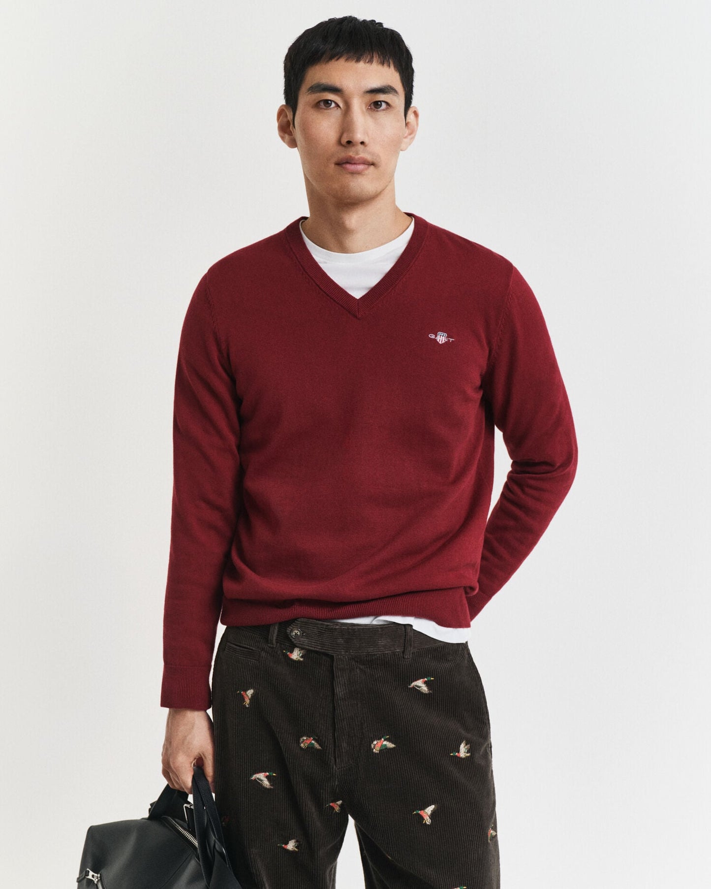 Klassischer Baumwoll-V-Pullover